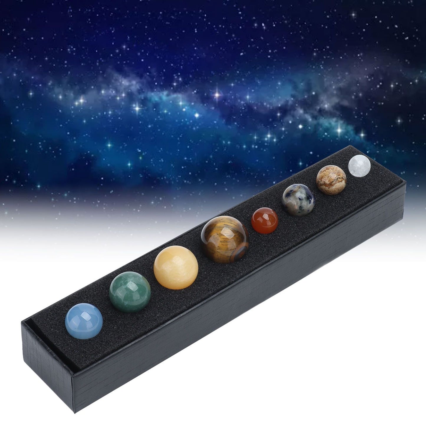 8 Planets Crystal Ornament Home Desktop Sphere Galactic Planets Decoration for Healing Meditation