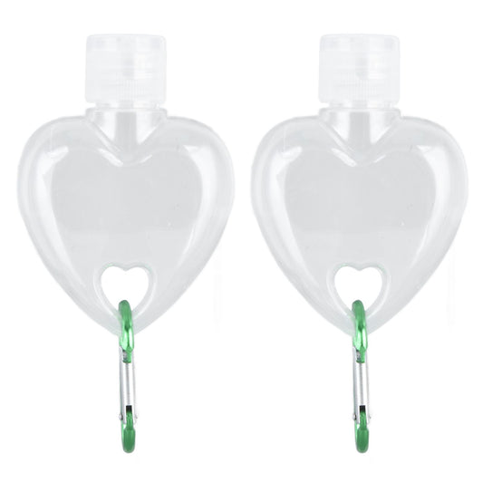 2Set 50ml Travel Bottle with Keychain Flip Cap Plastic Liquid Bottle Refillable Leakproof Transparent Squeeze ContainerHeart Shaped
