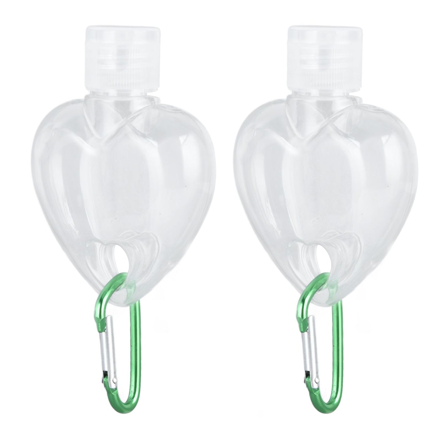 2Set 50ml Travel Bottle with Keychain Flip Cap Plastic Liquid Bottle Refillable Leakproof Transparent Squeeze ContainerHeart Shaped