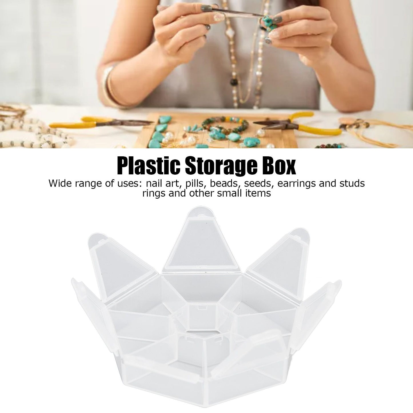 7 Grids Storage Box Clear Plastic Organizer Containers for Fishing Jewelry Pills