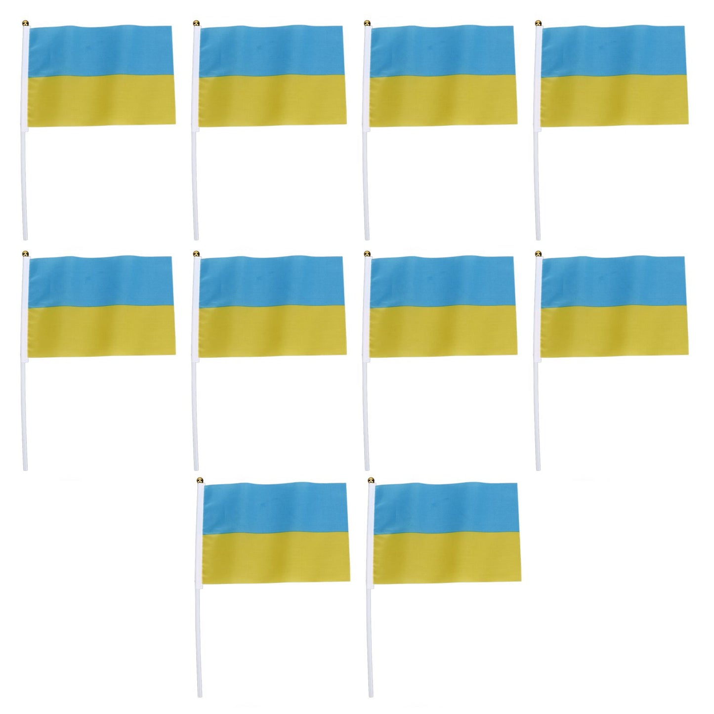 10 Set Ukraine Handheld Flags Mini Polyester Ukrainian Hand Waving Flag for Sporting Events Festive Decoration