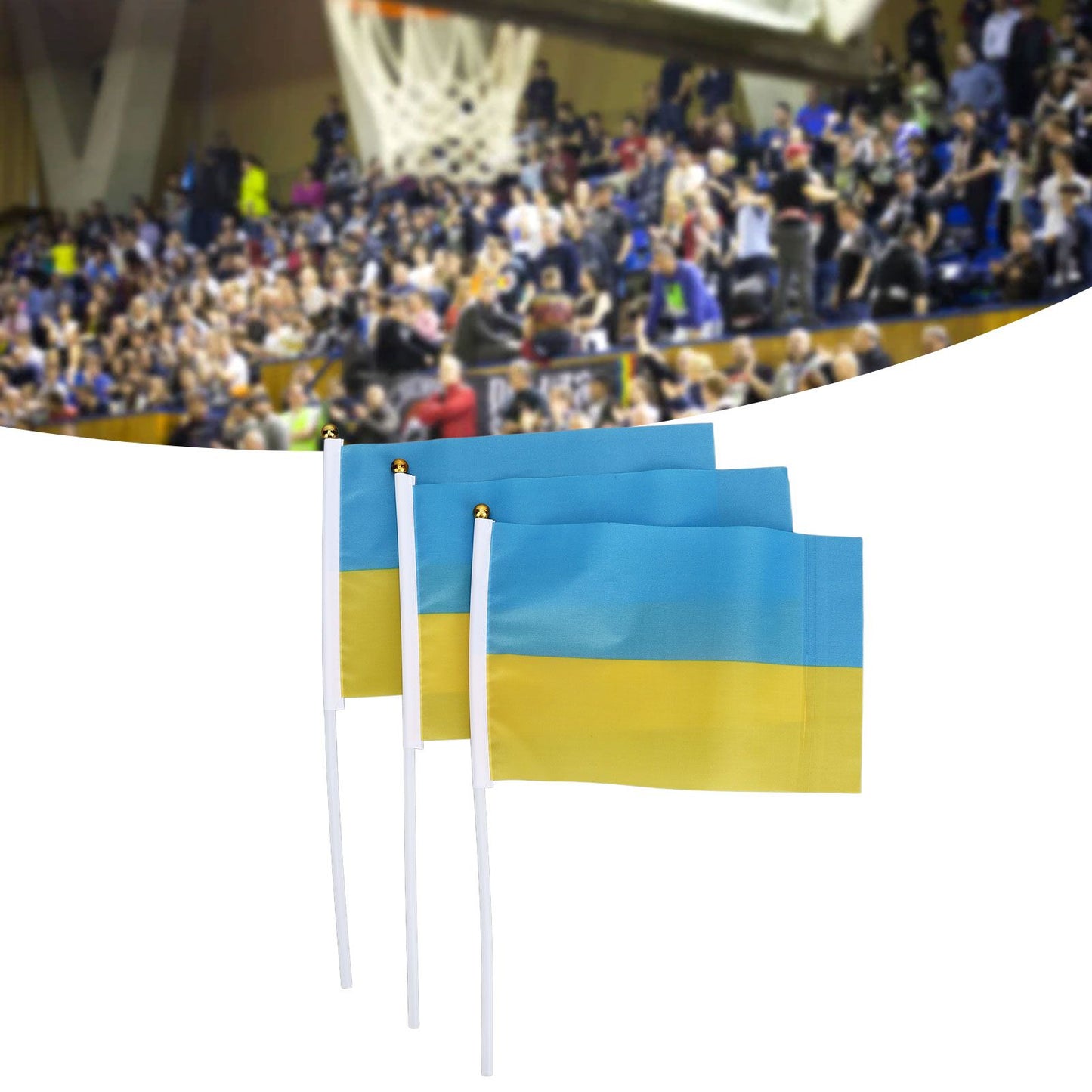 10 Set Ukraine Handheld Flags Mini Polyester Ukrainian Hand Waving Flag for Sporting Events Festive Decoration