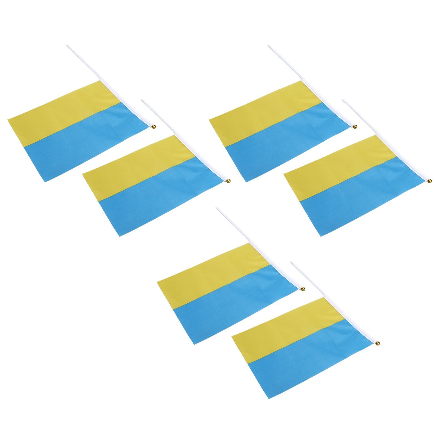 10 Sets Ukraine Handheld Flags Polyester Fade Resistant Mini Lightweight Ukraine Handheld Stick Flag 11.0-11.8x7.9in