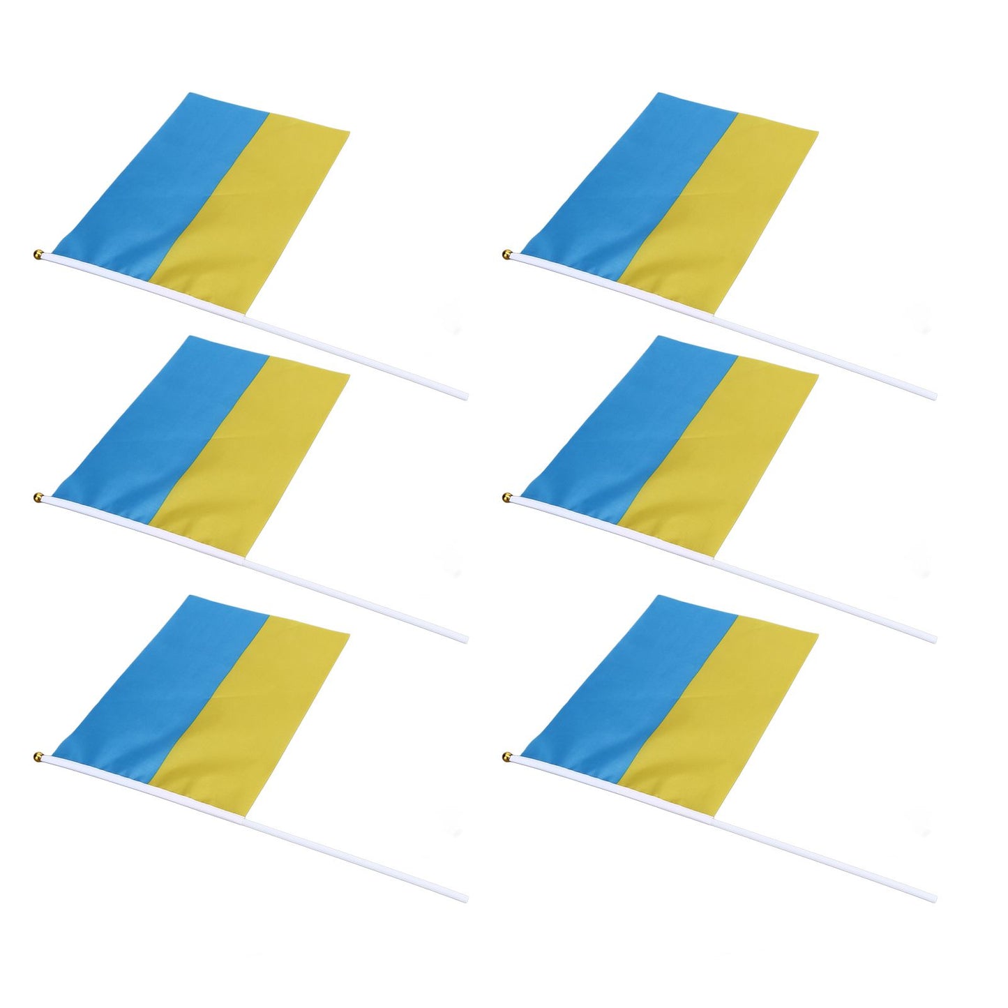 10 Sets Ukraine Handheld Flags Polyester Fade Resistant Mini Lightweight Ukraine Handheld Stick Flag 11.0-11.8x7.9in