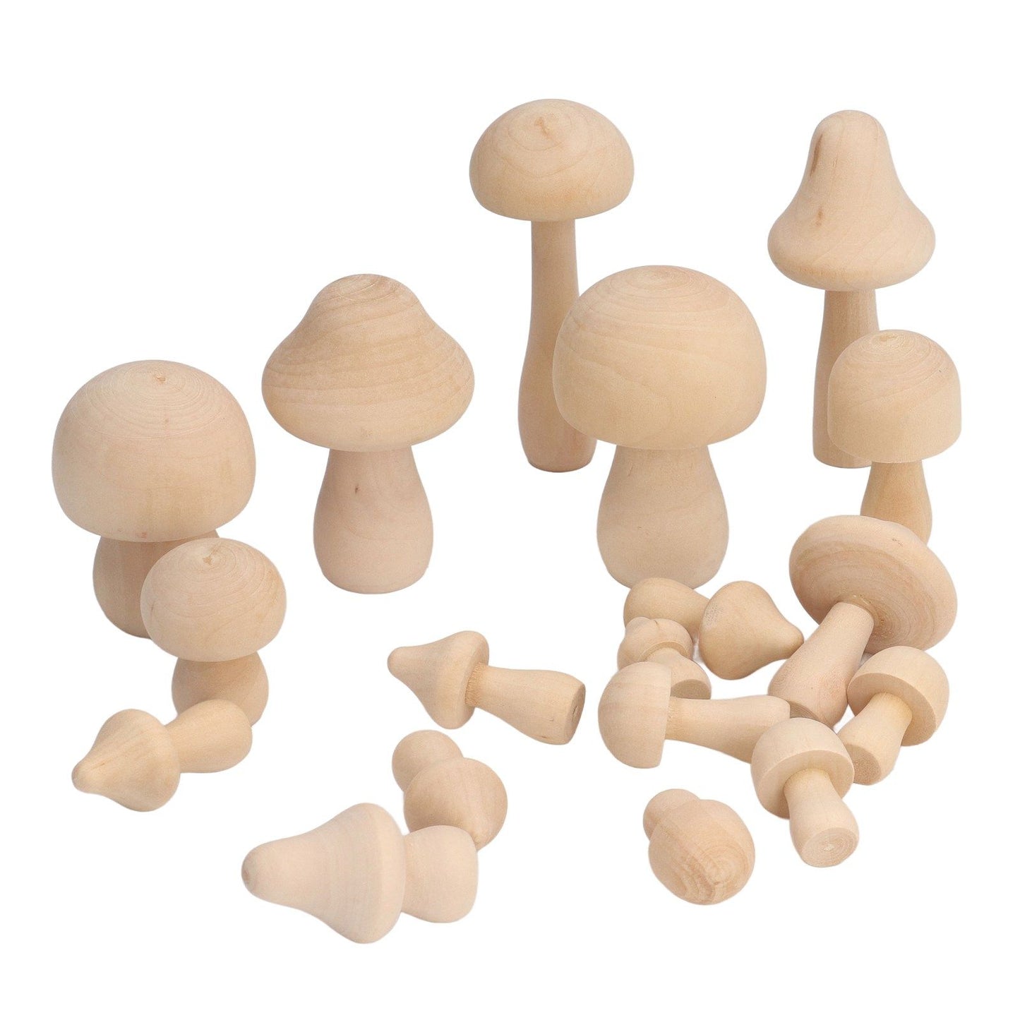40pcs Unfinished Wooden Mushroom Unpainted Natural Wood Mushroom Decoration for DIY Decoration