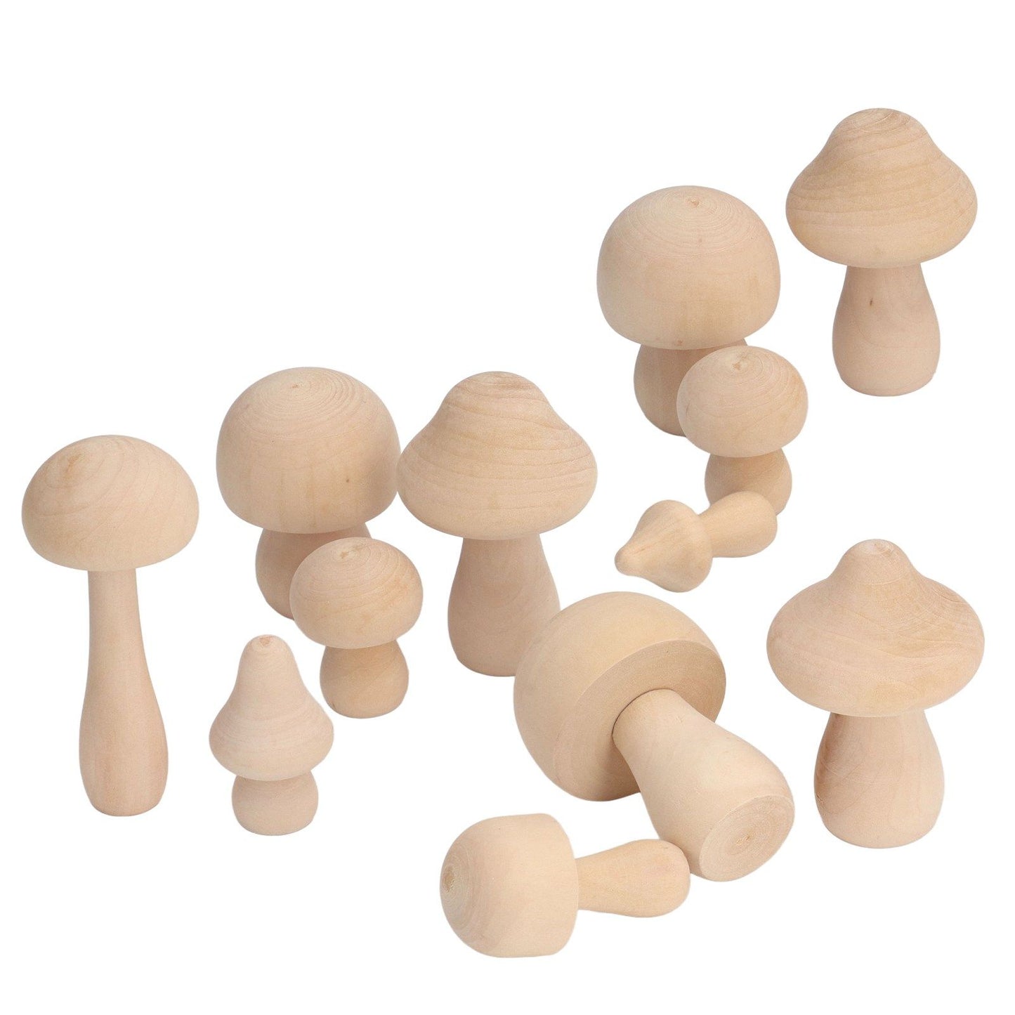 40pcs Unfinished Wooden Mushroom Unpainted Natural Wood Mushroom Decoration for DIY Decoration