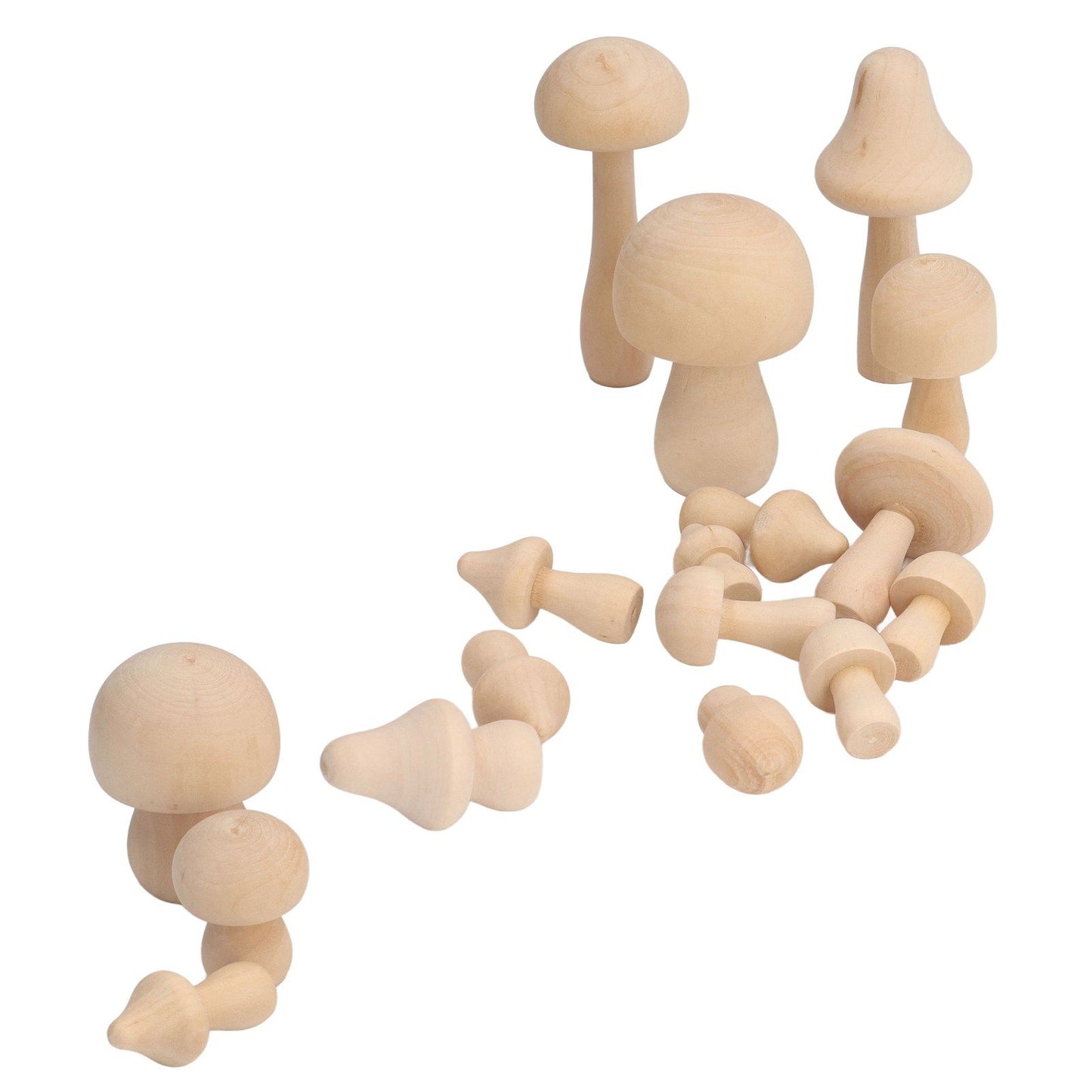 40pcs Unfinished Wooden Mushroom Unpainted Natural Wood Mushroom Decoration for DIY Decoration