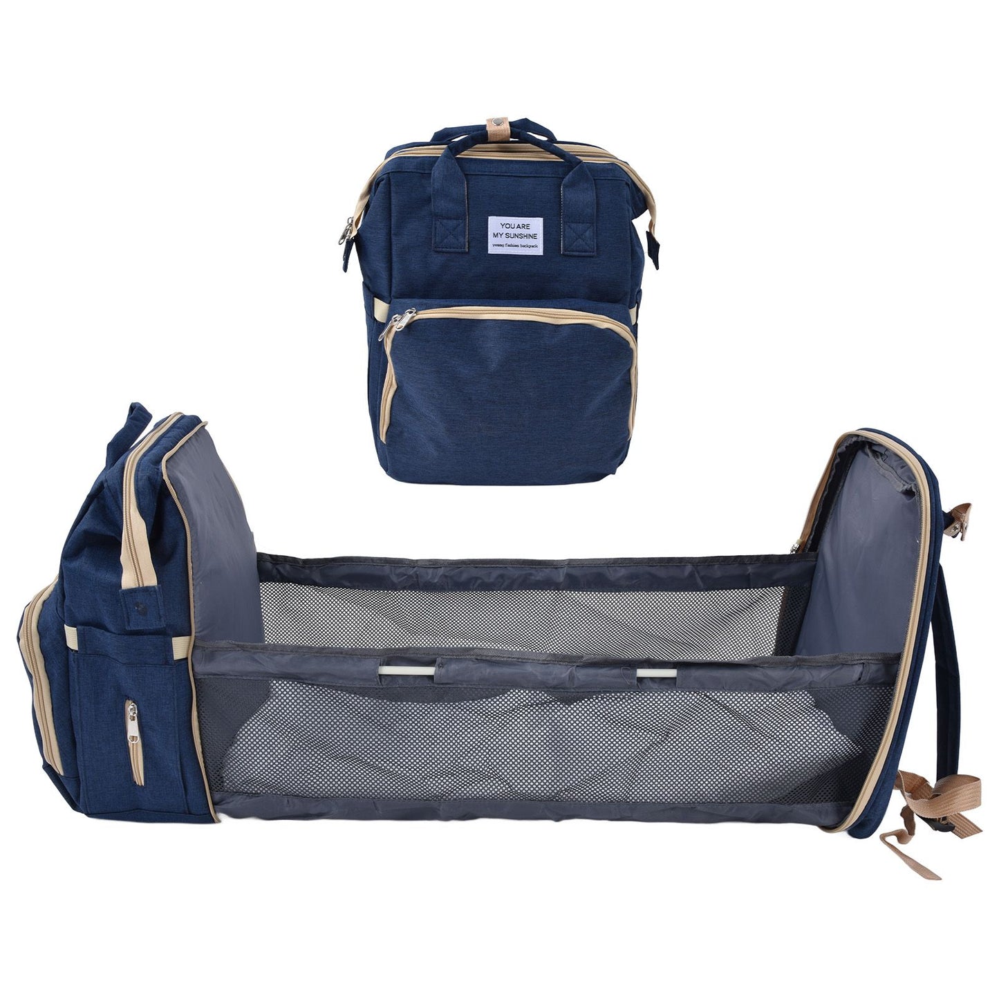 Backpack Multifunctional Foldable Large Capacity Baby Diaper Storage Bag for TravelDark Blue