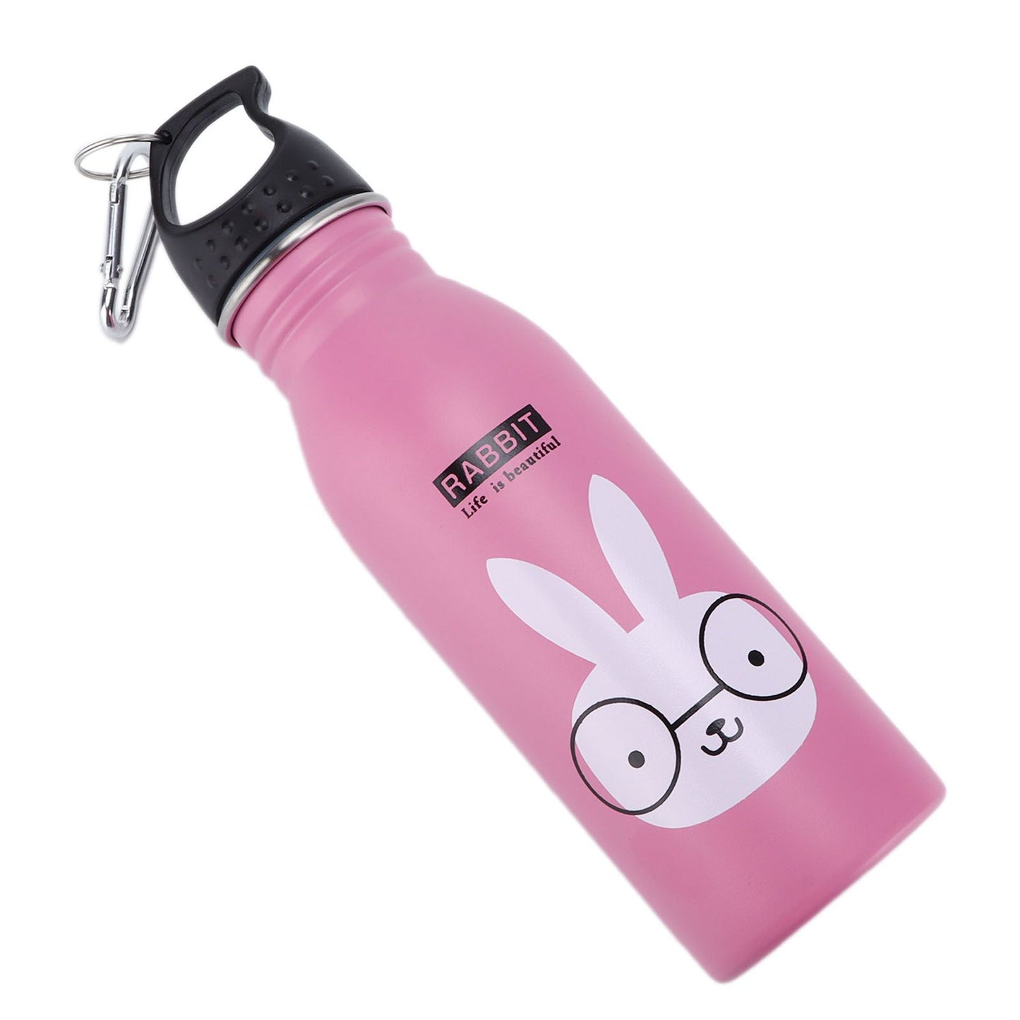 K601 Cute Cartoon Water Bottle Insulated Vacumm Stainless Steel Sport Water Bottle for KidPink Rabbit