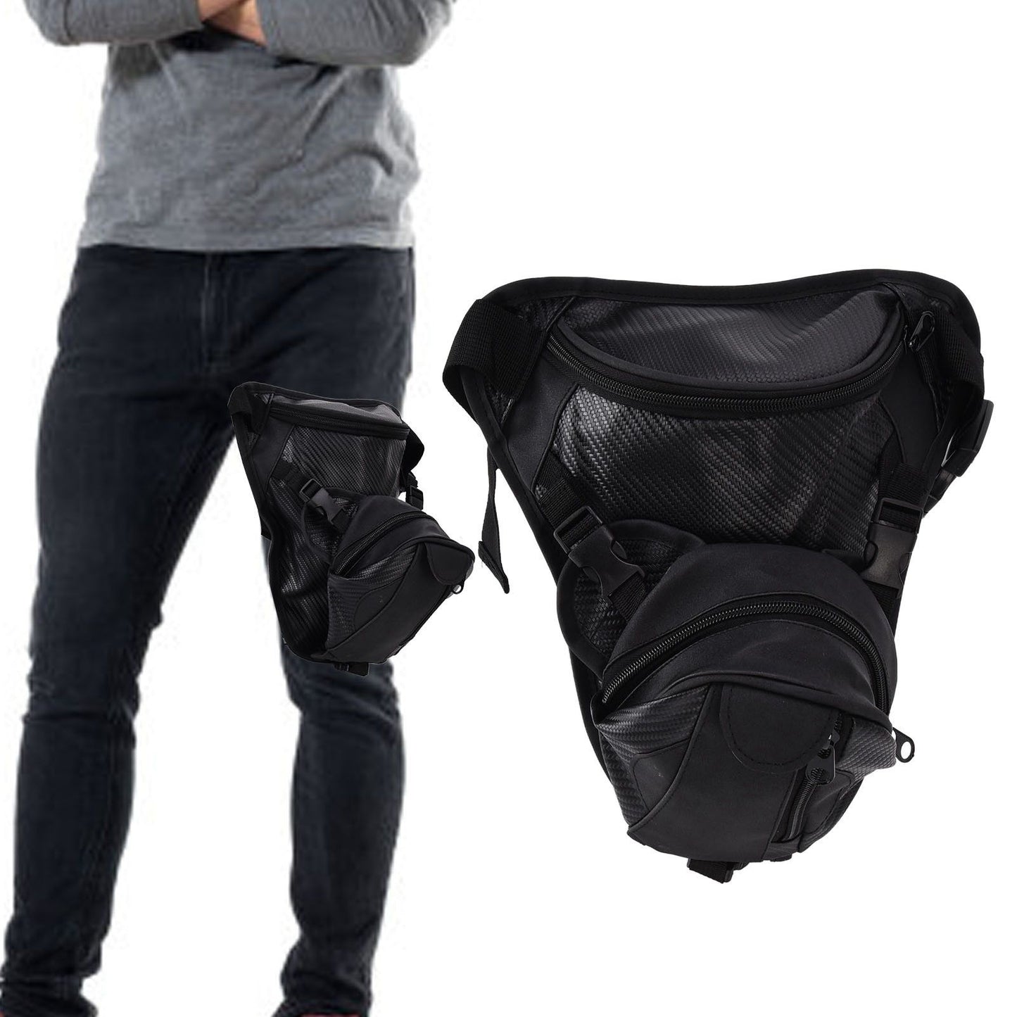 Men Leather Thigh Bag Multifunctional Drop Leg Bag Thigh Satchel for Bicycle Travel Hiking