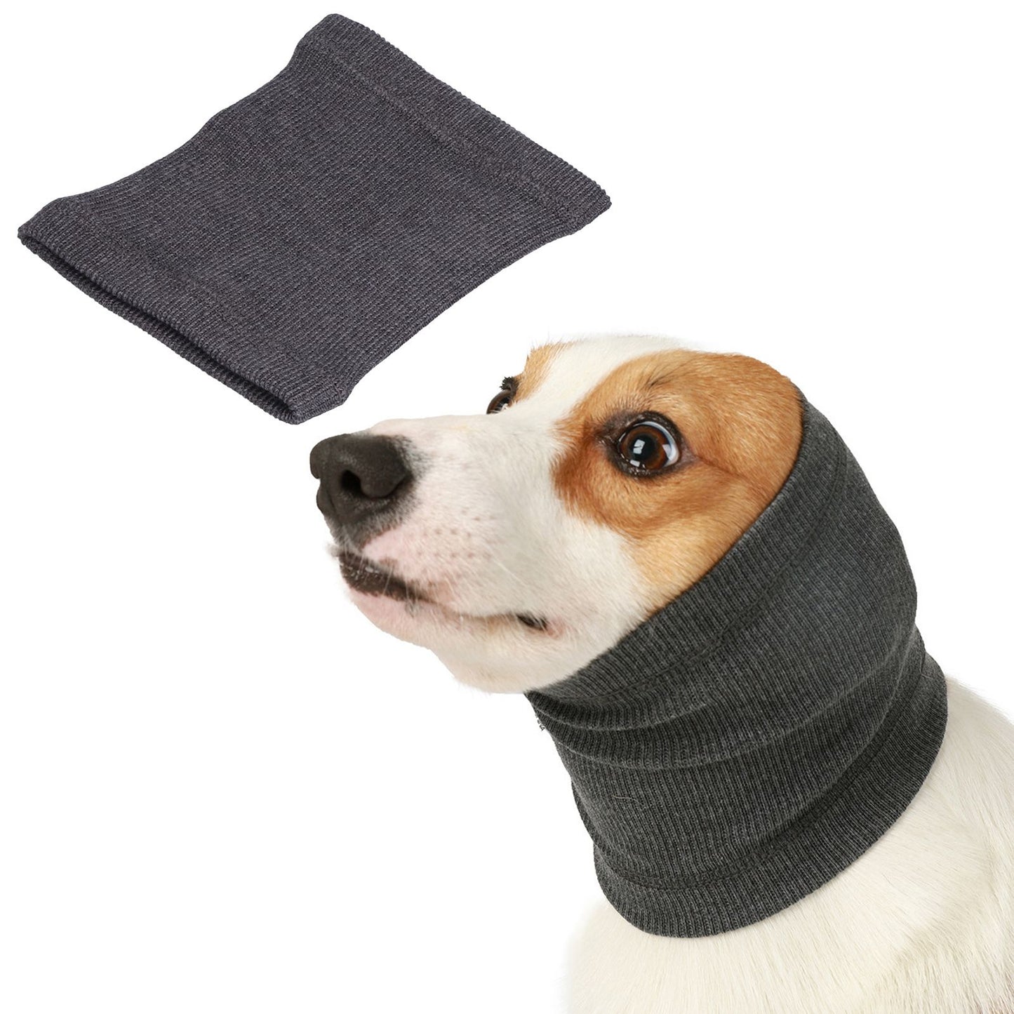 Dog Ears Cover Freeze Proof Elastic Polyester Puppy Neck Ear Warmer Hood Earmuffs for Winter Dog GroomingGrey M