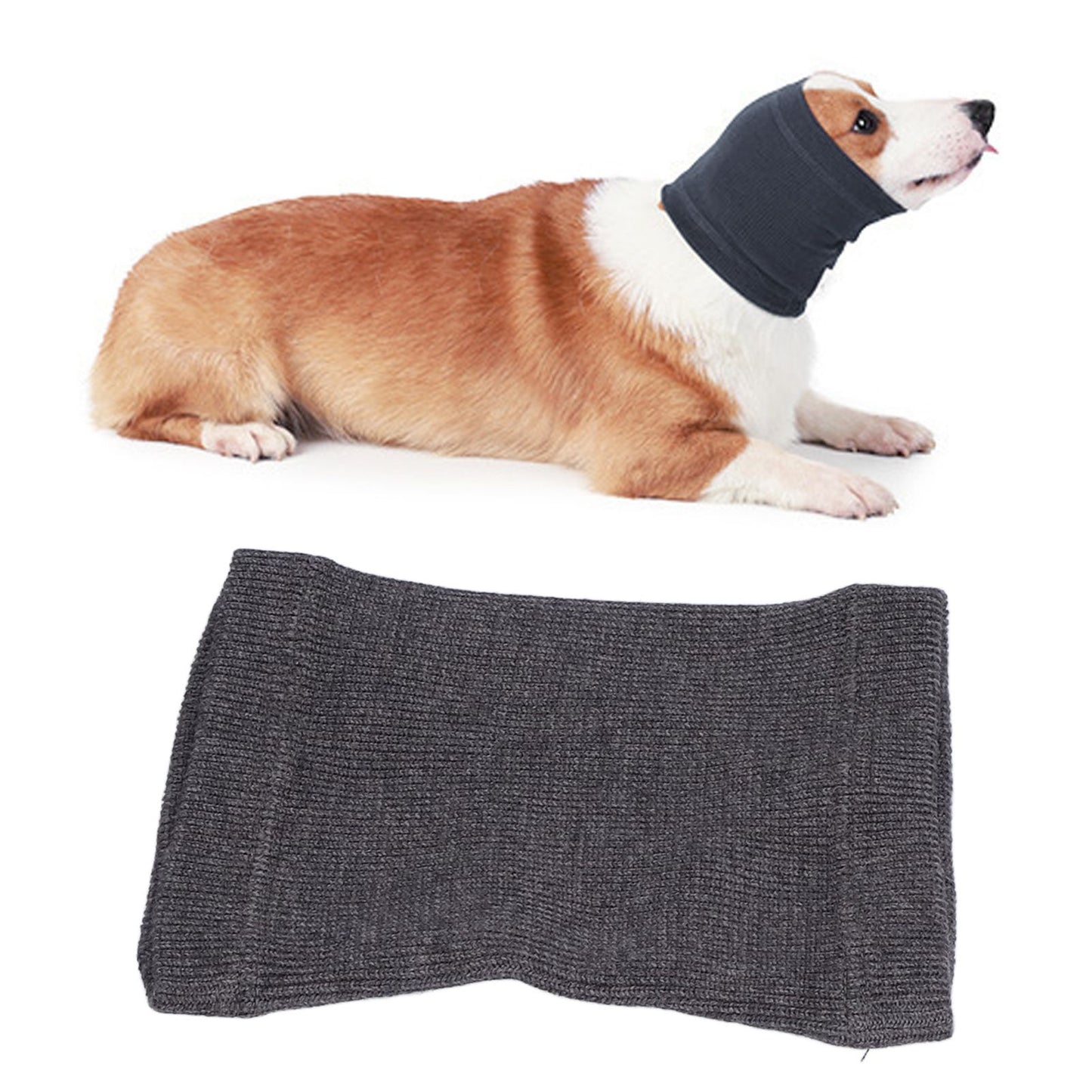 Dog Ears Cover Freeze Proof Elastic Polyester Puppy Neck Ear Warmer Hood Earmuffs for Winter Dog GroomingGrey M
