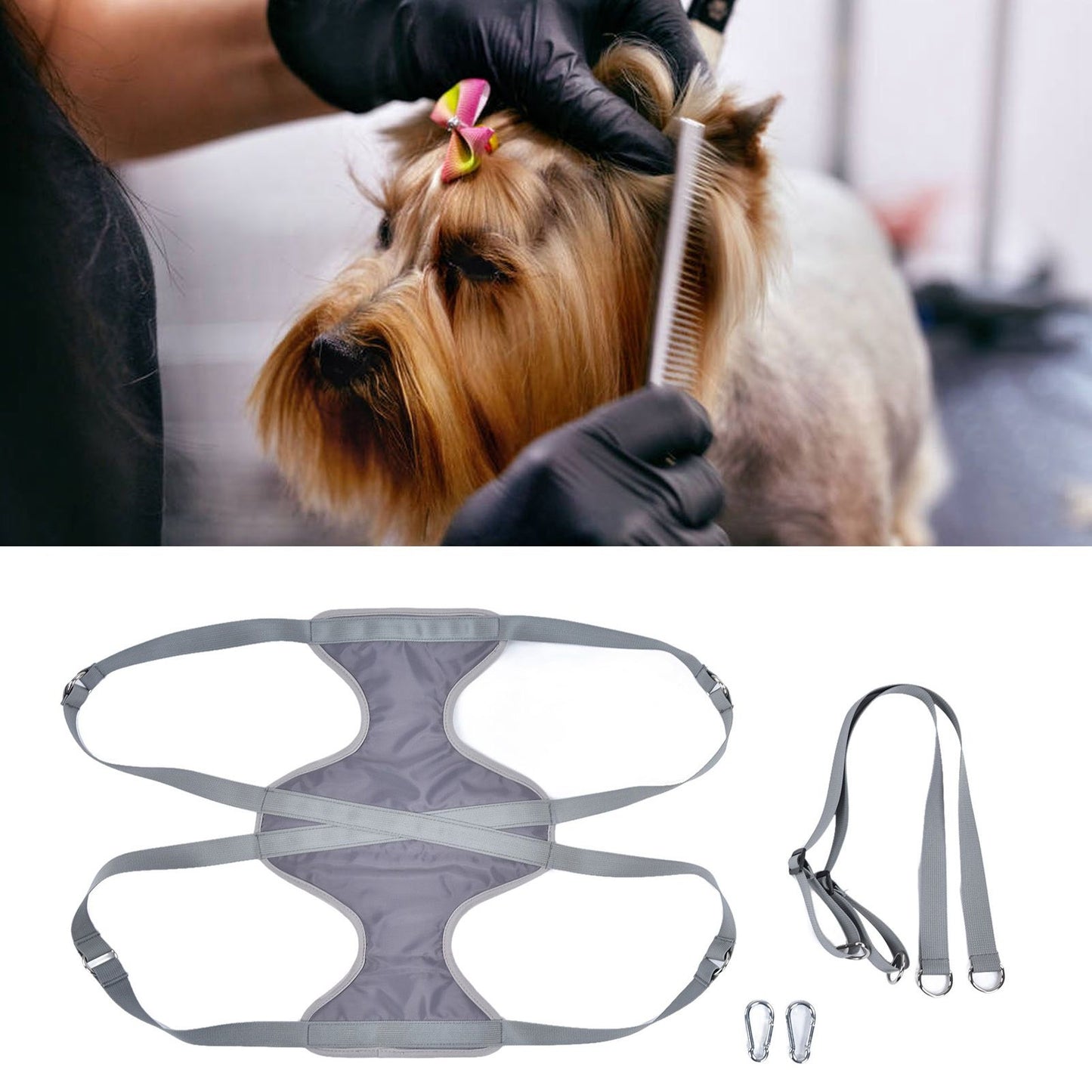 Pet Grooming Hammock Breathable Soft M Size Hammock Restraint Bag for Dogs Cats Nail Clipper Bathing Teeth Ears CleaningGray