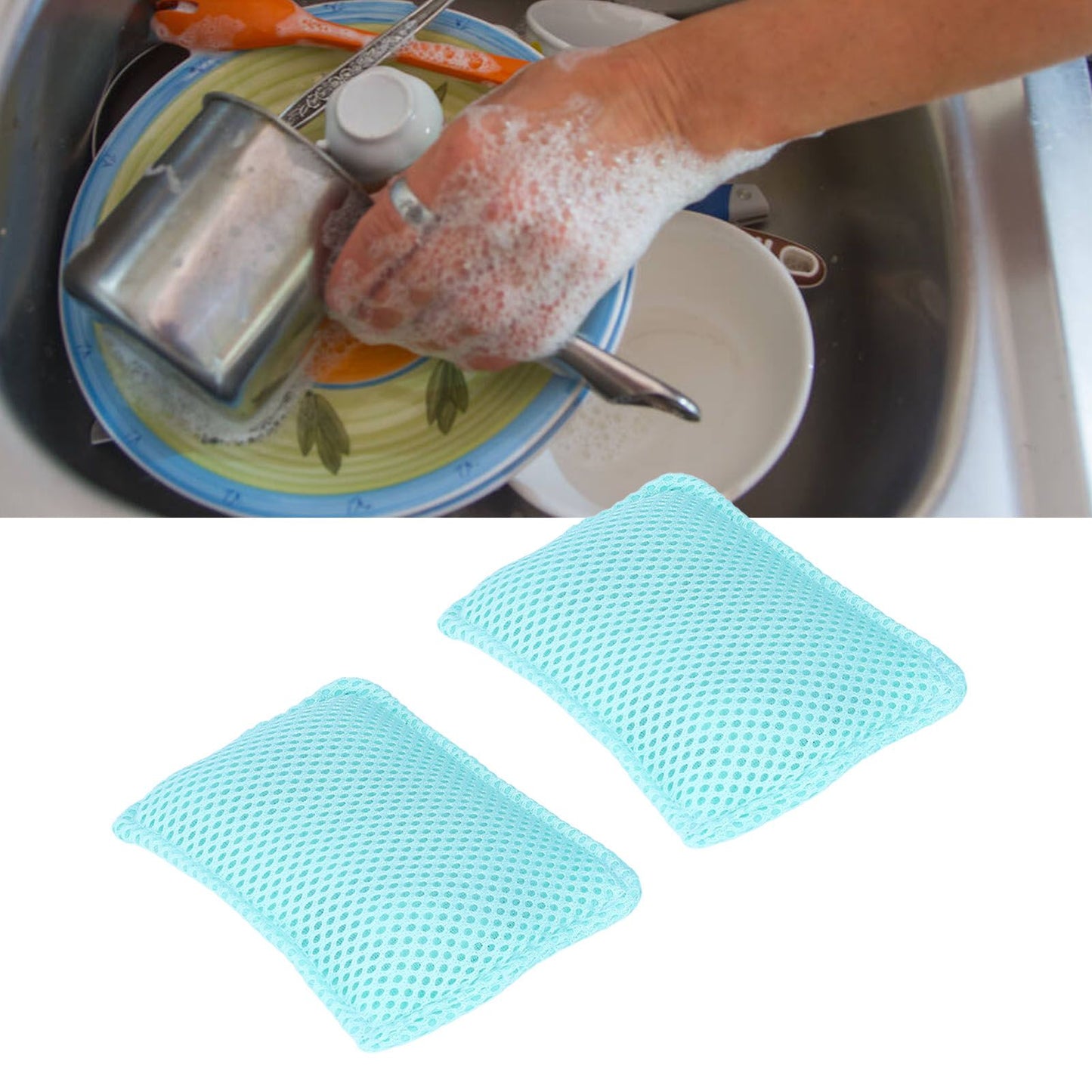 2PCS Dish Scrubber Eco Friendly Reusable Dish Cloth Rag Kitchen Cleaning Tool for Household