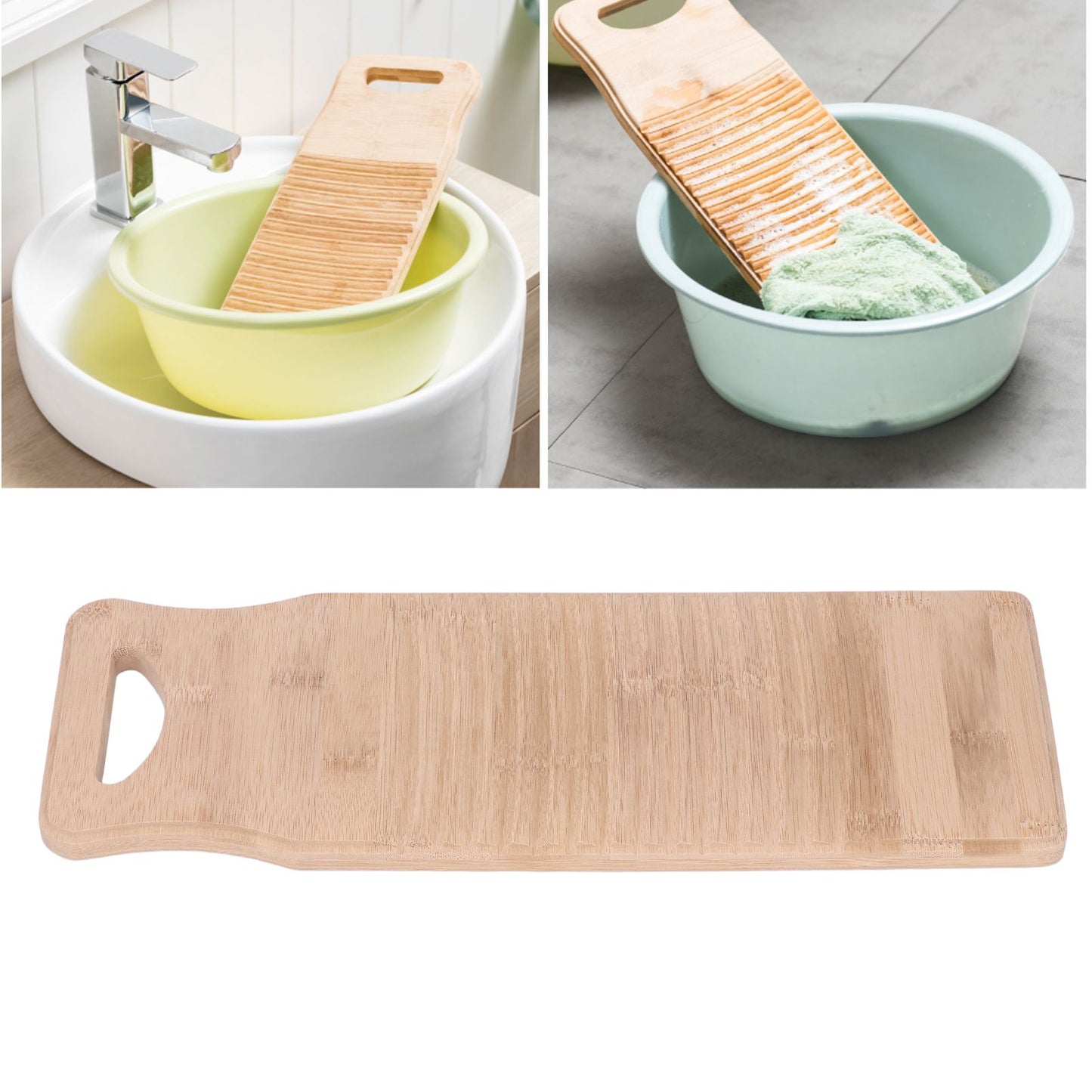 Bamboo Washboard Practical Hand Wash Laundry Cleaning Board for Home School 40cm / 15.7in Length
