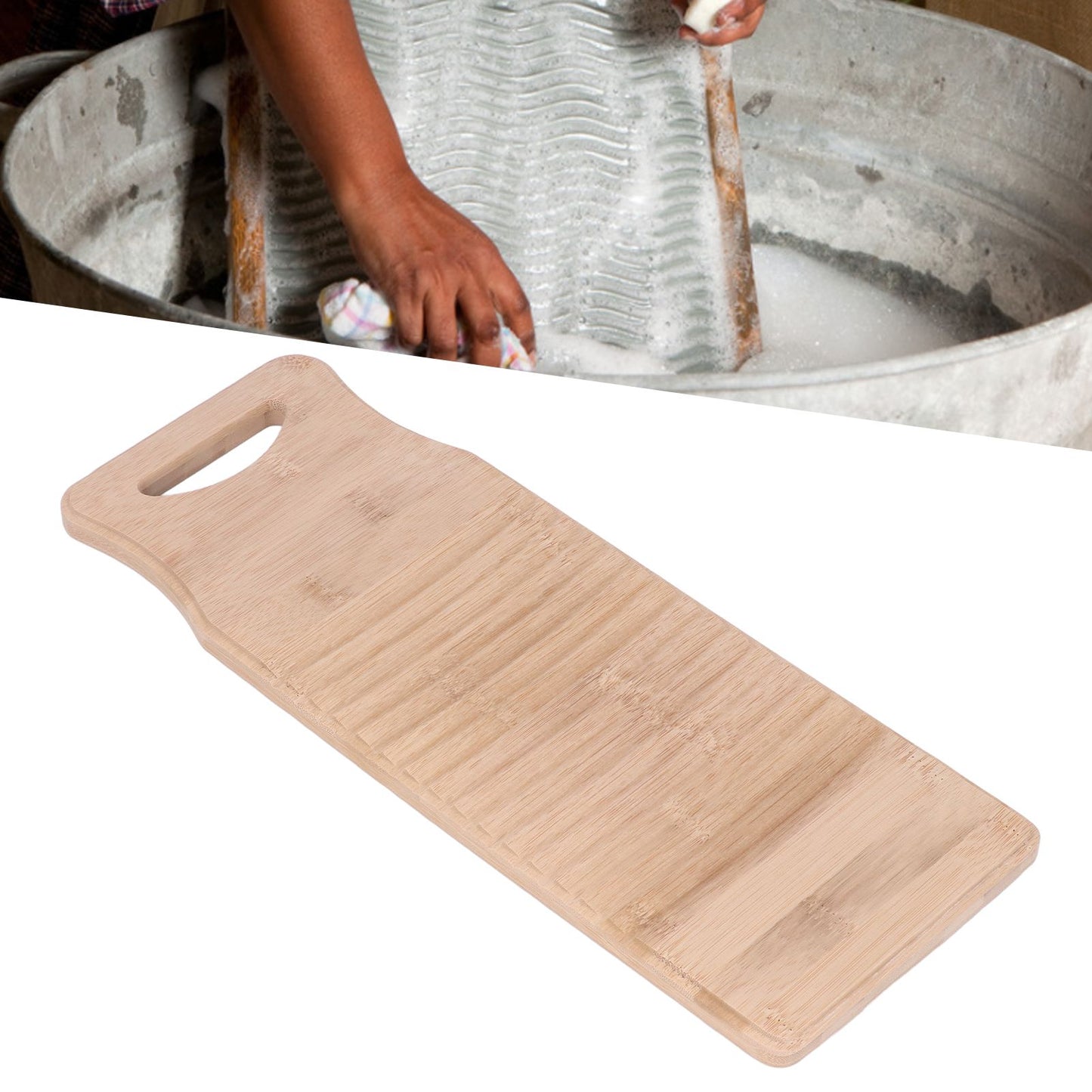 Bamboo Washboard Practical Hand Wash Laundry Cleaning Board for Home School 40cm / 15.7in Length