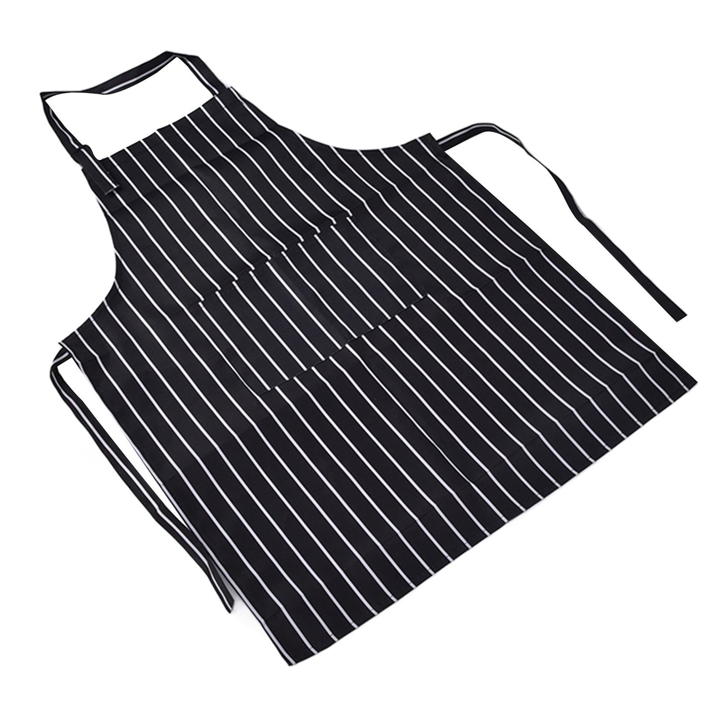 Bib Apron Waterproof Adjustable Kitchen Cooking Aprons with Dual Pockets for Kitchens Restaurants BakersBlack and White Bars
