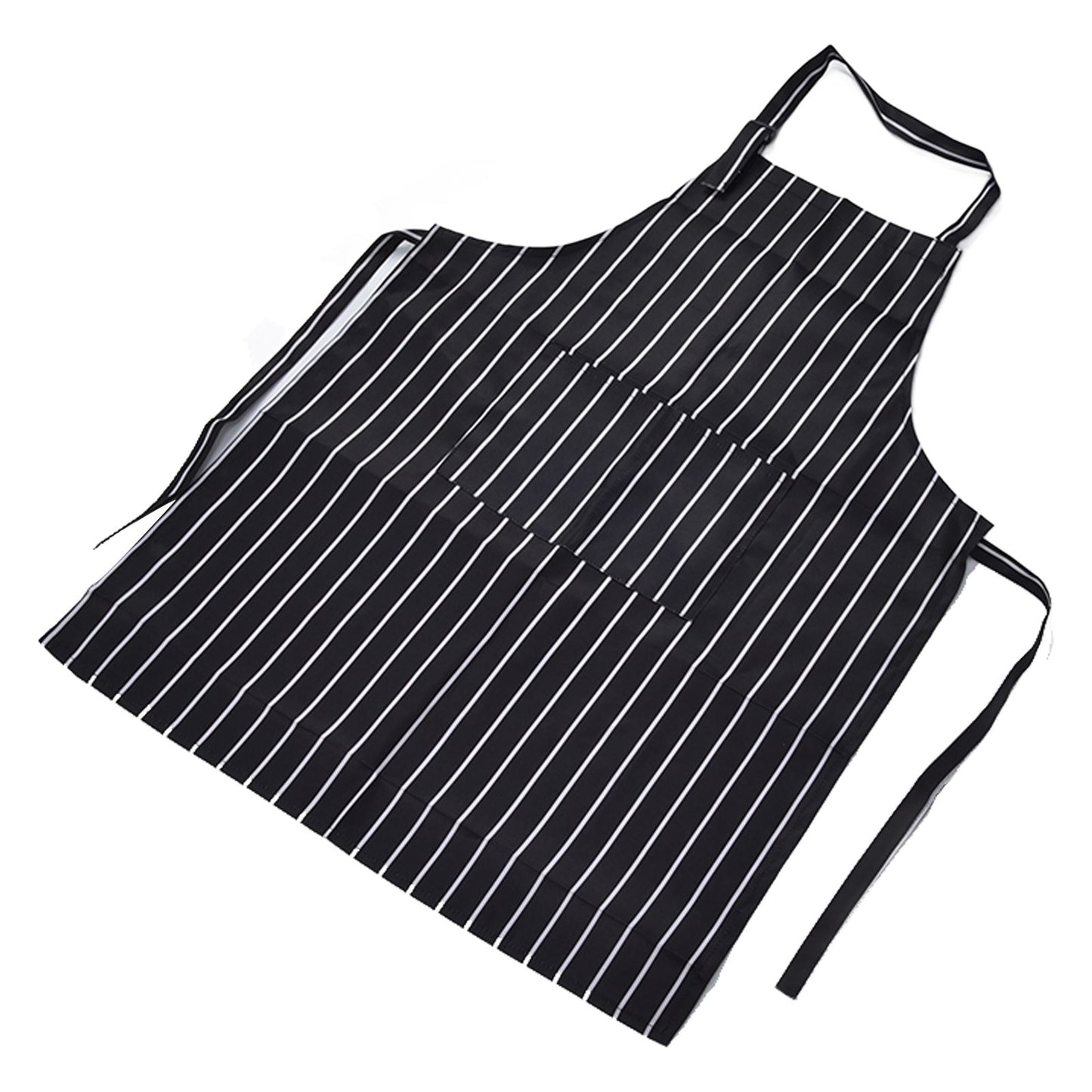 Bib Apron Waterproof Adjustable Kitchen Cooking Aprons with Dual Pockets for Kitchens Restaurants BakersBlack and White Bars