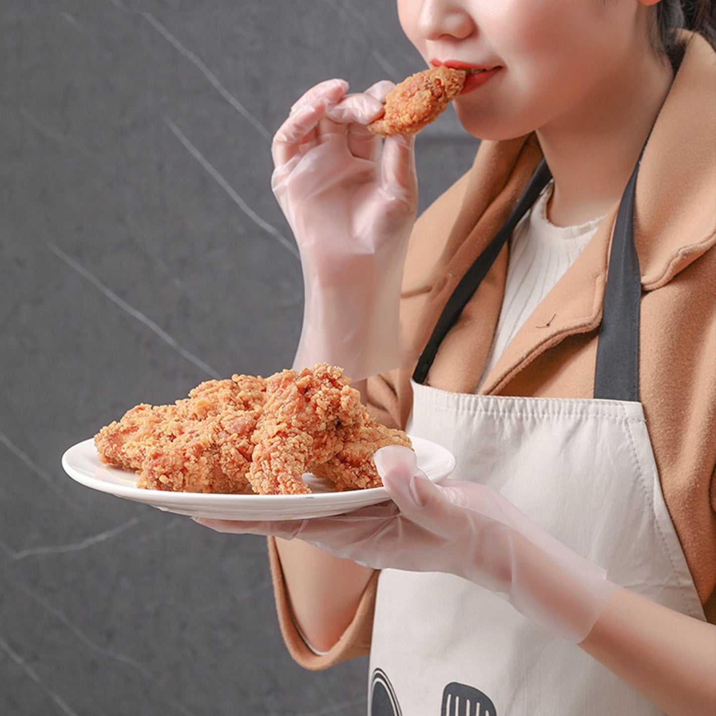 100PCS Disposable TPE Gloves Thicken Transparent Food Grade for Kitchen Baking Cooking CleaningS