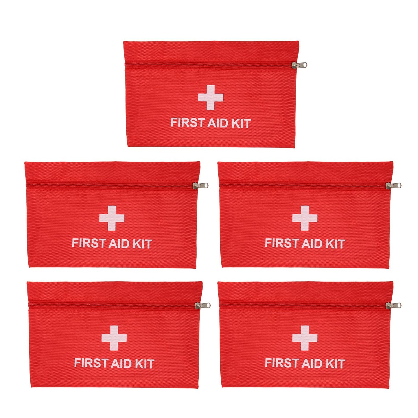 5Pcs/Set Potable Medicine Bag Empty Aid Case Rescue Pouch Waterproof Nylon Red for Home Outdoor Travel Small 20x14cm/7.87x5.51in