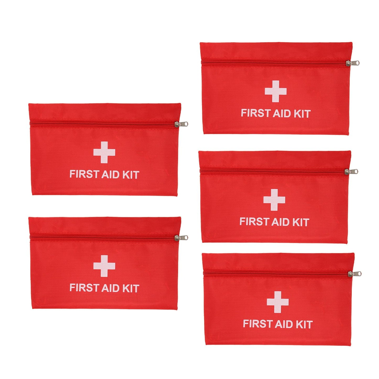 5Pcs/Set Potable Medicine Bag Empty Aid Case Rescue Pouch Waterproof Nylon Red for Home Outdoor Travel Small 20x14cm/7.87x5.51in