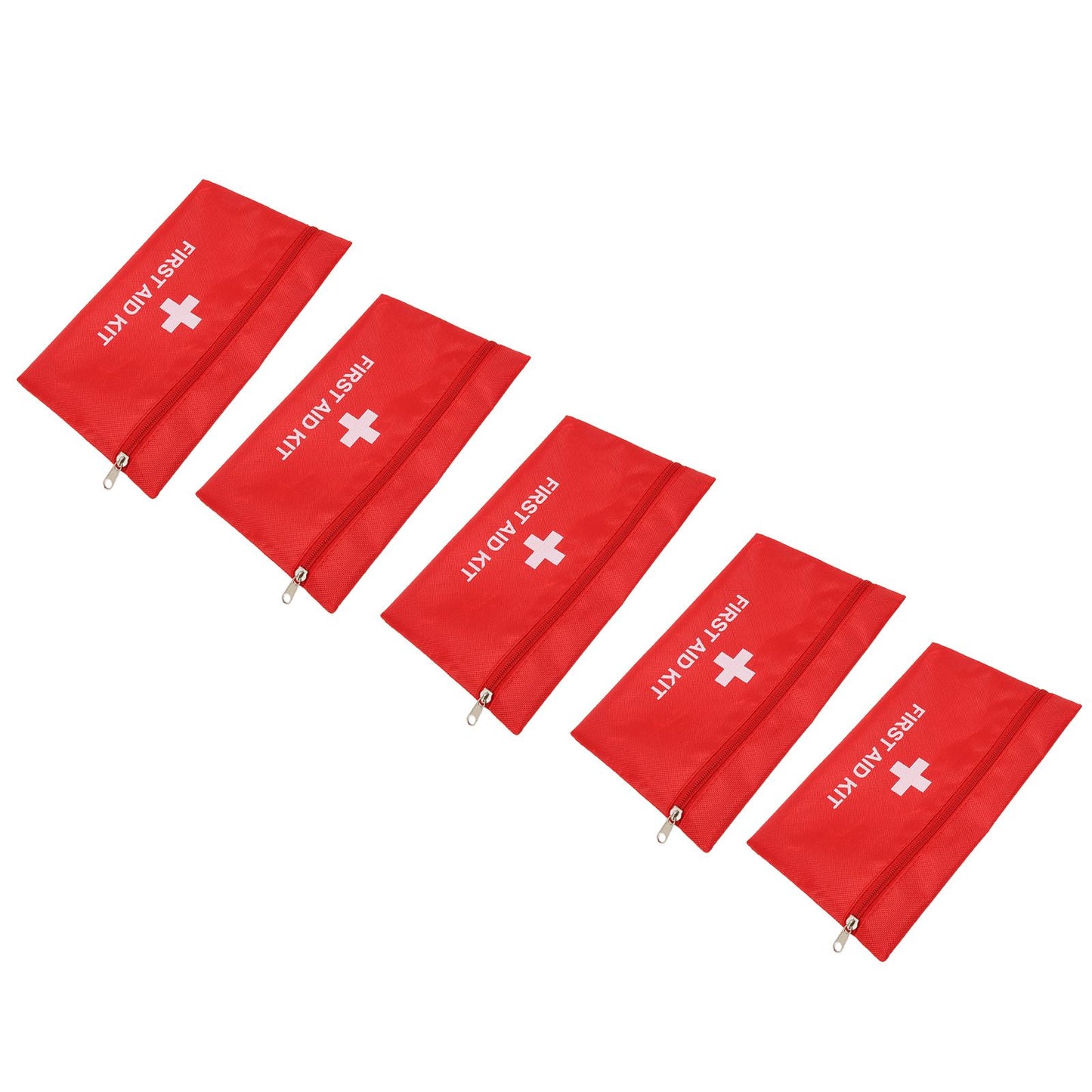 5Pcs/Set Potable Medicine Bag Empty Aid Case Rescue Pouch Waterproof Nylon Red for Home Outdoor Travel Small 20x14cm/7.87x5.51in