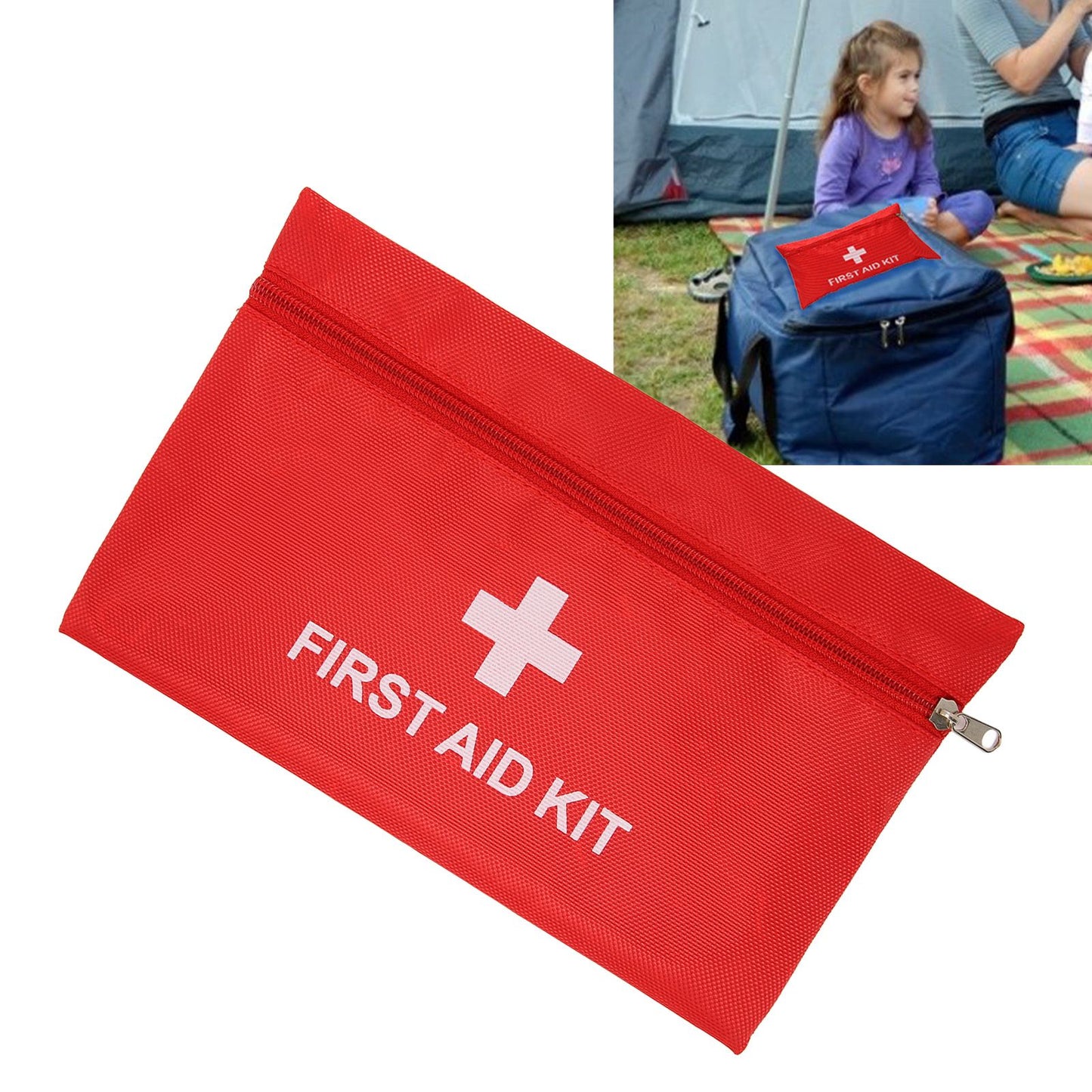 5Pcs/Set Potable Medicine Bag Empty Aid Case Rescue Pouch Waterproof Nylon Red for Home Outdoor Travel Small 20x14cm/7.87x5.51in