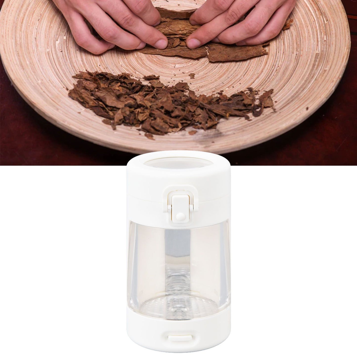 Light Up LED Seal Storage Jar Transparent Grinder 8X Magnifying Viewing Moistureproof for Herb