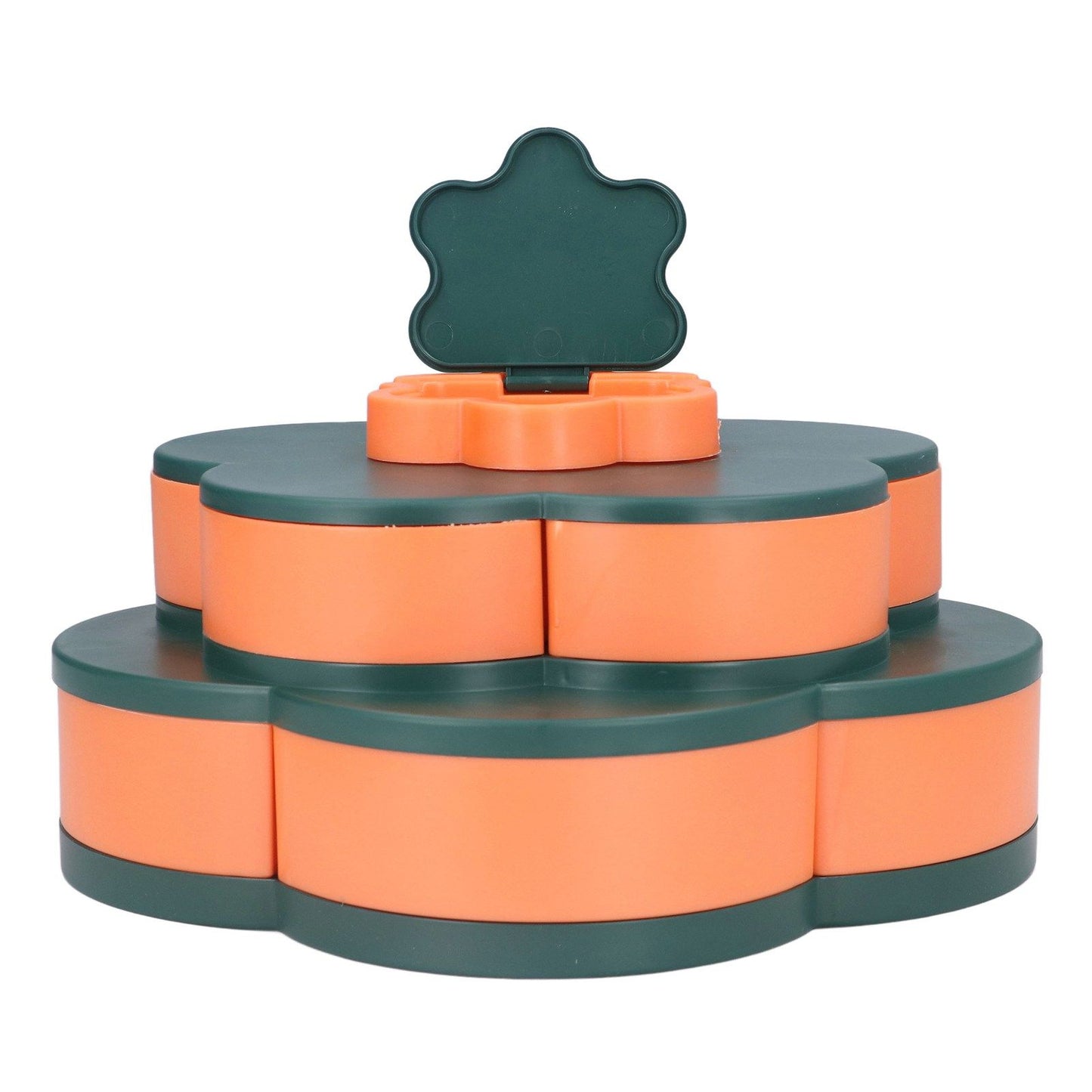 Snack Serving Tray Multifunction Large Capacity Flower Shape Nut Candy Serving Container for Home Double Layer
