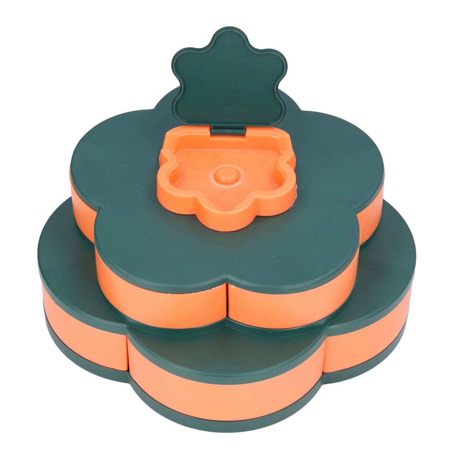 Snack Serving Tray Multifunction Large Capacity Flower Shape Nut Candy Serving Container for Home Double Layer
