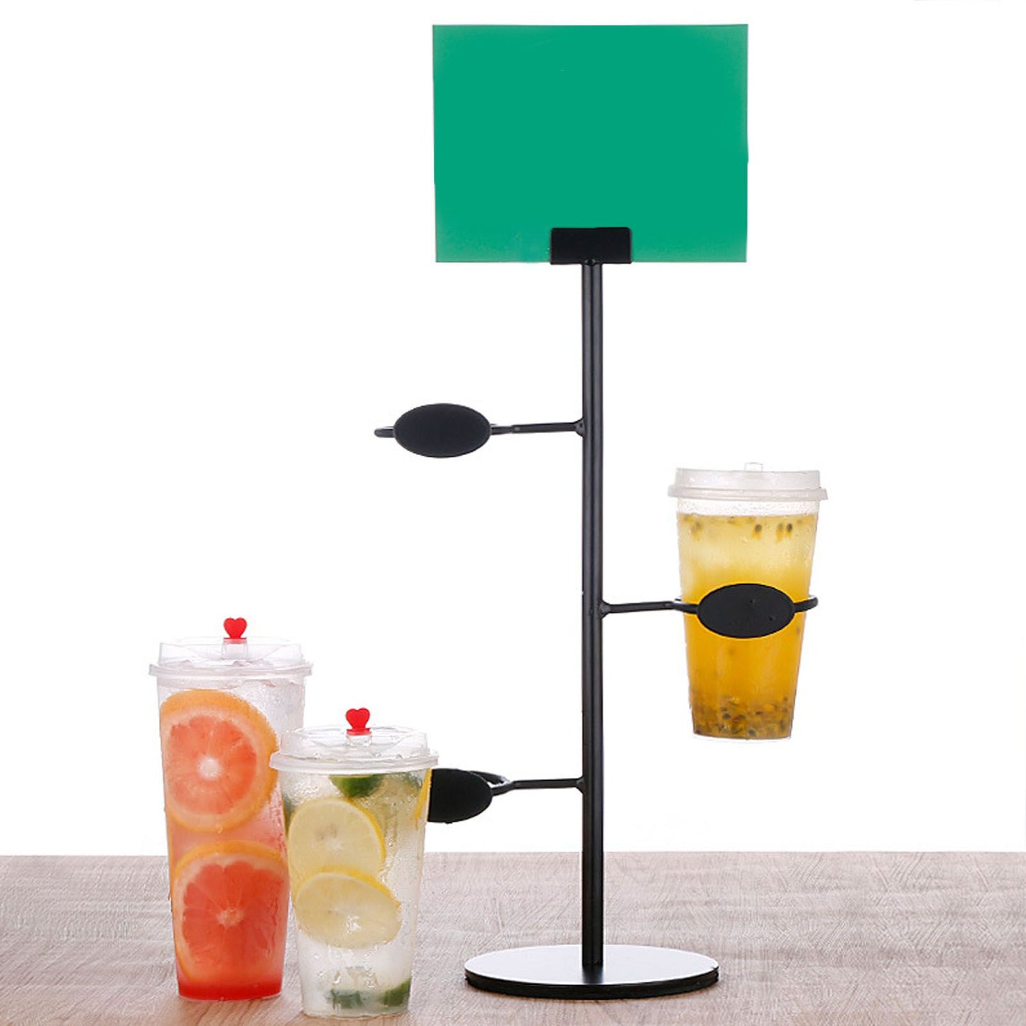Cup Holder 3 Holes Black Appearance Iron Material Simple Stylish Cup Display Stand for Party Restaurant