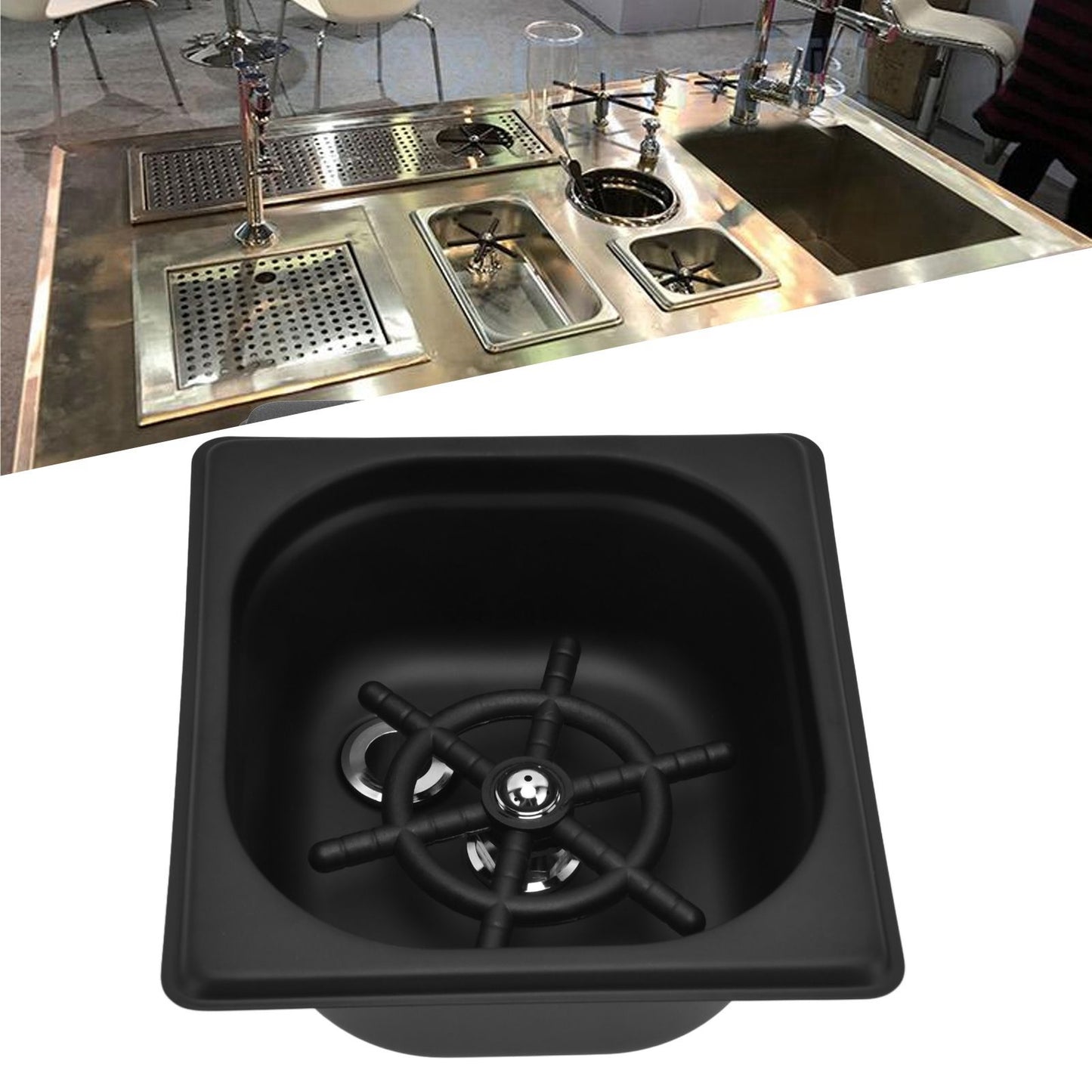 Glass Rinser Stainless Steel Automatic Cup Washer Cleaner for Bar Pub Restaurant Coffee Shop HotelBlack