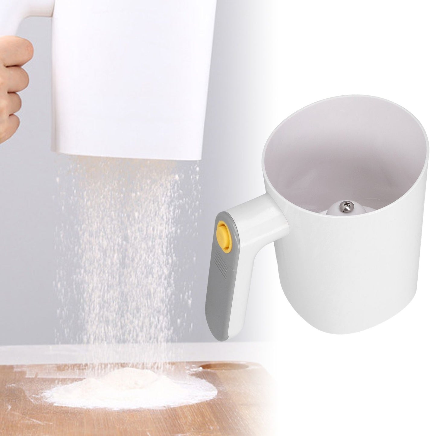 Flour Sieve 2 Using Modes Handheld Electric Cup Shape White Powder Sieve for Home Baking Flour Icing Sugar