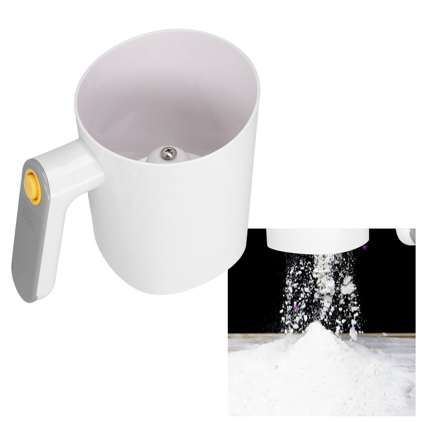 Flour Sieve 2 Using Modes Handheld Electric Cup Shape White Powder Sieve for Home Baking Flour Icing Sugar