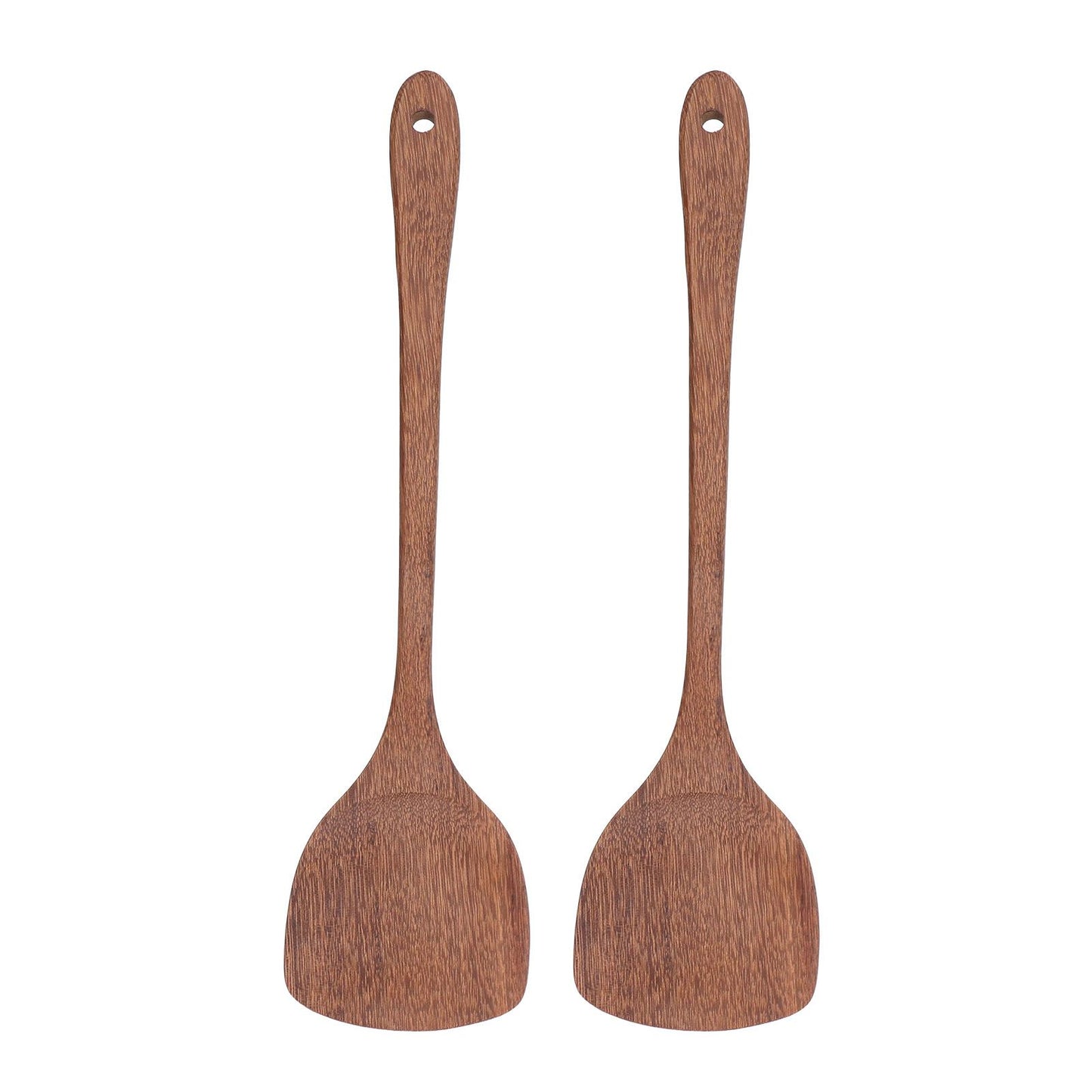 2pcs Wooden Spatula Household Hanging Long Handle Flat Wooden Spatula for Mixing and Turning38.5cm / 15.2in