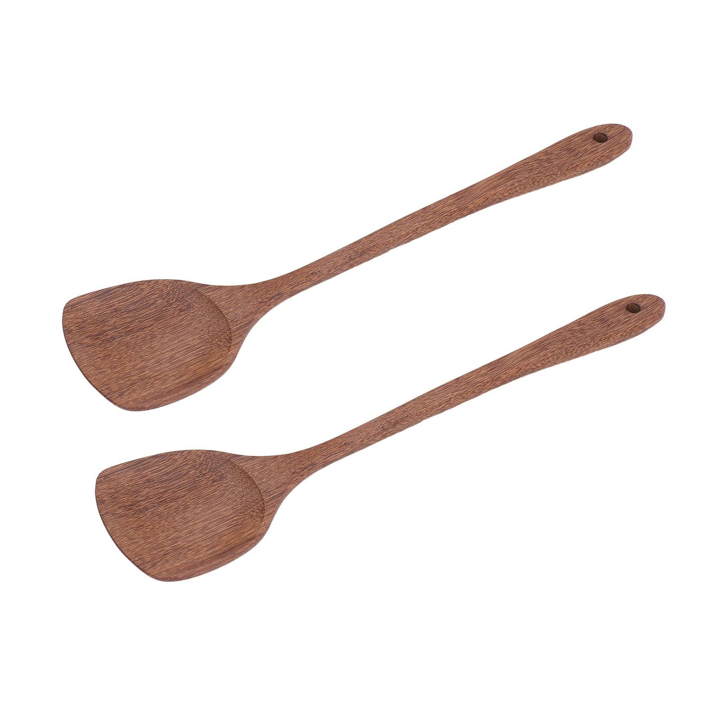 2pcs Wooden Spatula Household Hanging Long Handle Flat Wooden Spatula for Mixing and Turning38.5cm / 15.2in