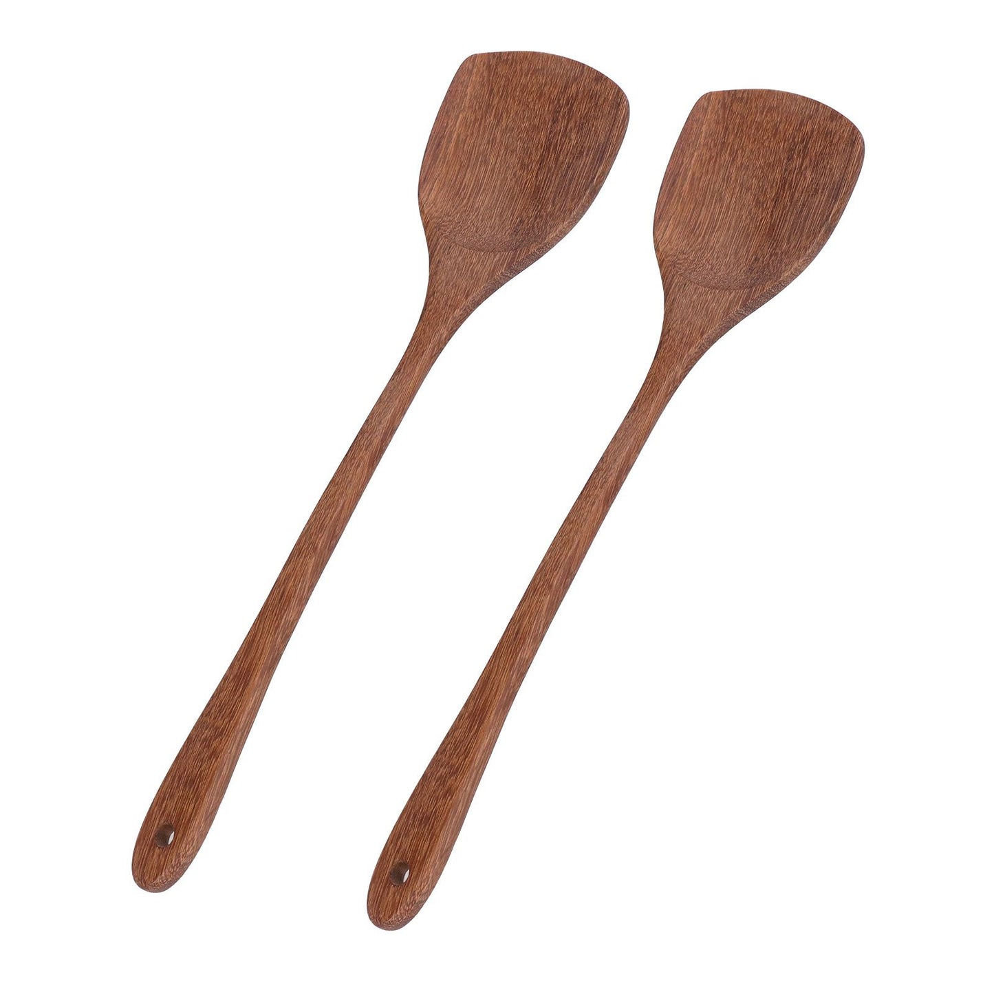 2pcs Wooden Spatula Household Hanging Long Handle Flat Wooden Spatula for Mixing and Turning38.5cm / 15.2in