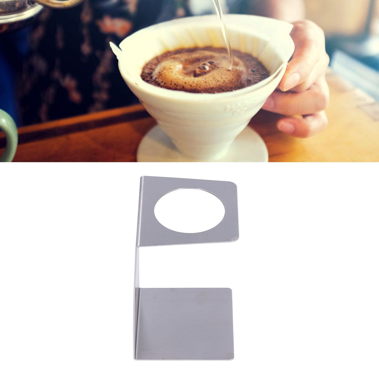 Drip Coffee Stand Samll Size Light Durable Metal Reusable Pour Over Coffee Dripper Stand for Cafe HouseholdBrushed Stainless Steel Color