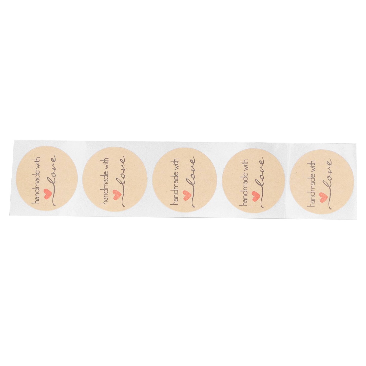 1 Roll Kraft Paper Stickers Handmade with Love Design Cute Heart Stationery Label Stickers for Food Labeling