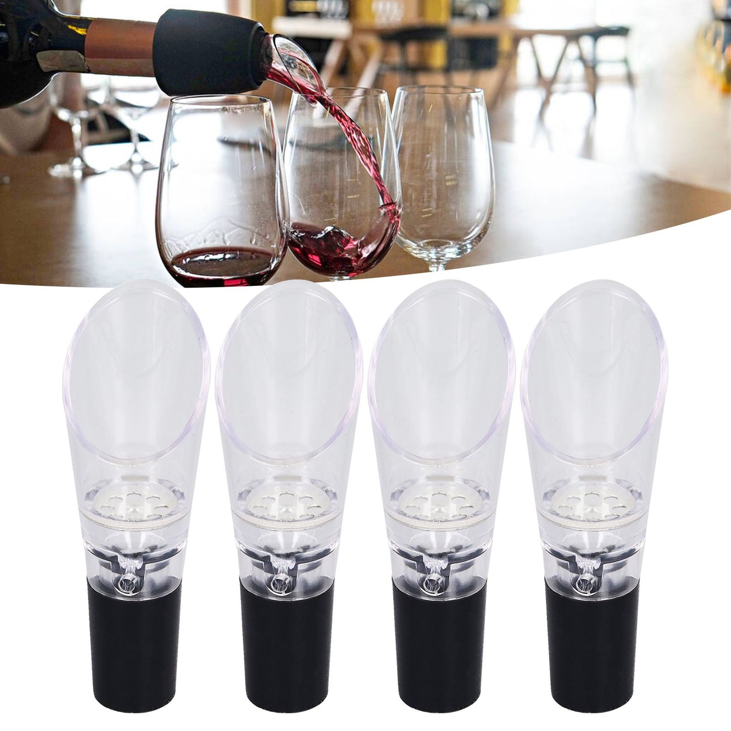 4PCS Wine Aerator Pourer PC Eco Friendly Decanter Spout Bar Accessories for Household PartySilver