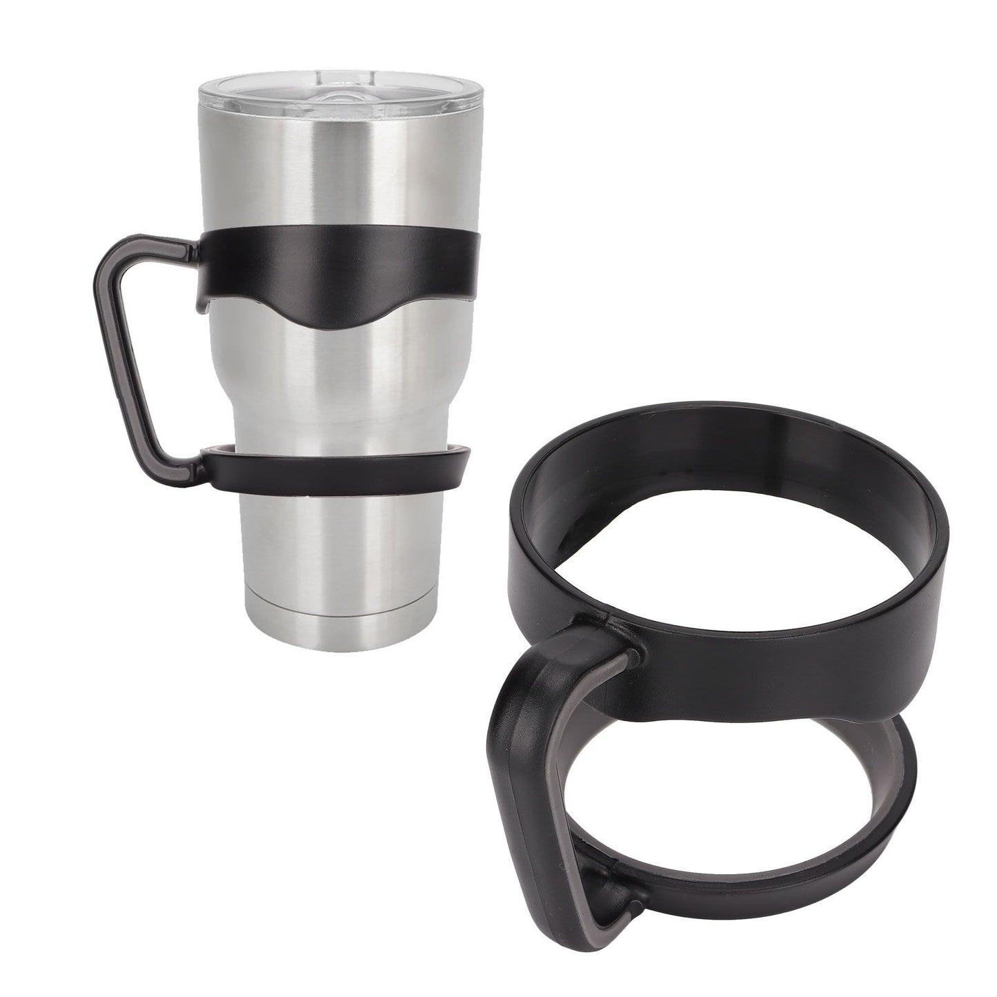 Tumbler Cup Handle Travel Mug Holder 2 Circle Non Slip for Car Icemaster Snowman 30OzBlack