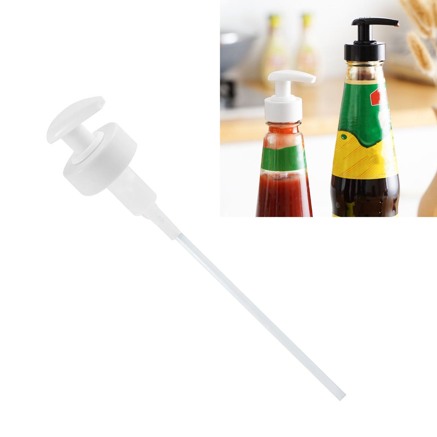 Gallon Pump Dispenser Condiment Bottle Pump Dispenser Plastic Kitchen Supplies for HouseholdWhite Caliber 3.4cm / 1.3in