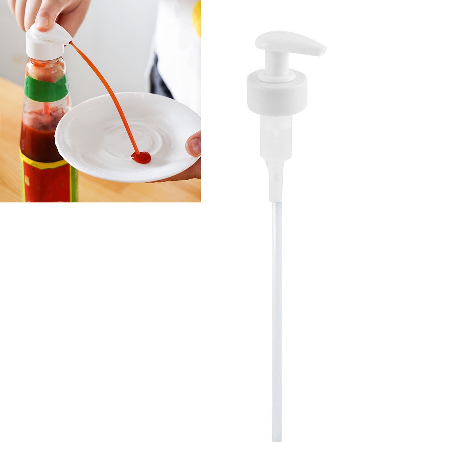 Gallon Pump Dispenser Condiment Bottle Pump Dispenser Plastic Kitchen Supplies for HouseholdWhite Caliber 2.9cm / 1.1in