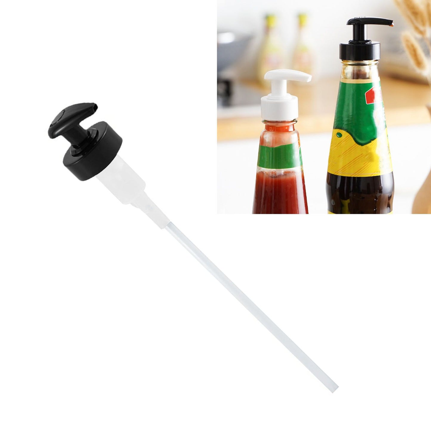 Gallon Pump Dispenser Condiment Bottle Pump Dispenser Plastic Kitchen Supplies for HouseholdBlack Caliber 2.9cm / 1.1in