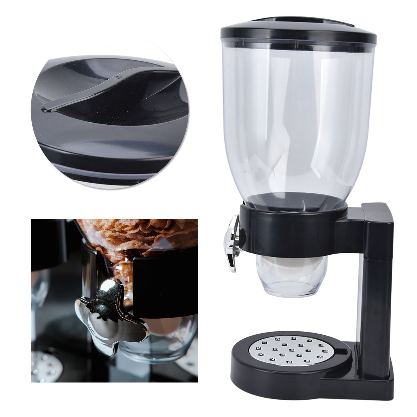 Grain Dispenser 17.5oz Transparent Safe Rice Storage Container with Rubber Base for Grain Rice