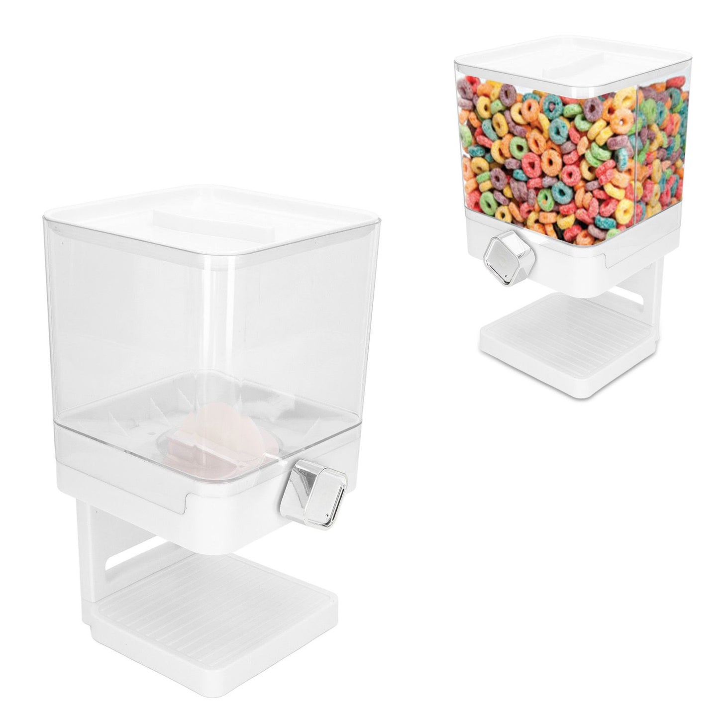 Cereal Dispenser 17.5oz Capacity Single Grid Grain Dispenser Transparent Plastic Food Dispenser for All Kinds Dry Food