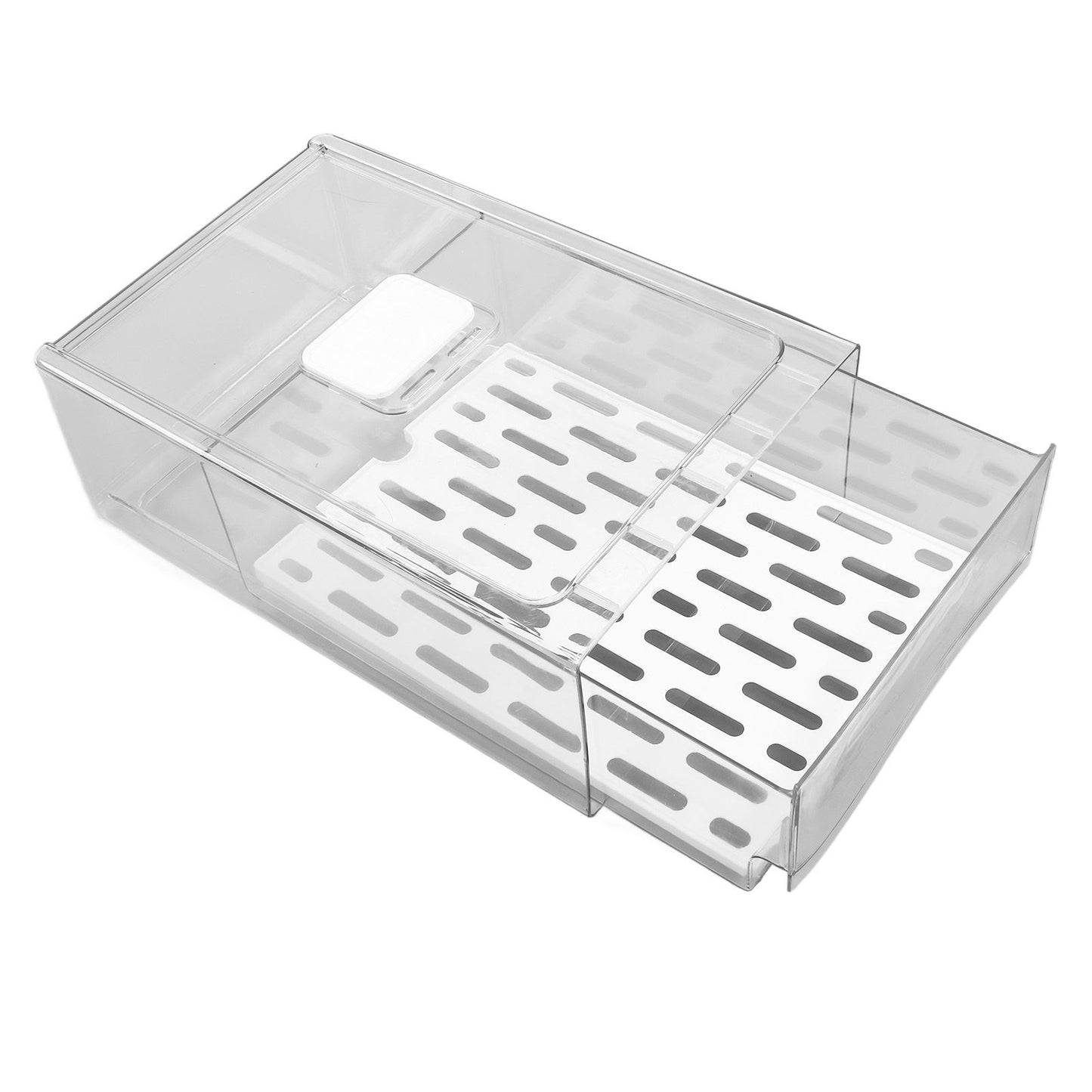 Refrigerator Storage Box Holder with Draining Plate Fruit Storage Container Preservation BoxL 11x20x30cm / 4.3x7.9x11.8in
