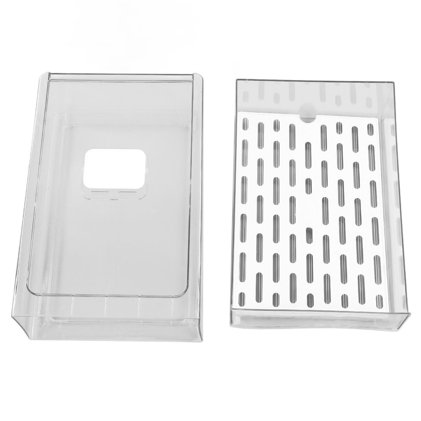 Refrigerator Storage Box Holder with Draining Plate Fruit Storage Container Preservation BoxL 11x20x30cm / 4.3x7.9x11.8in