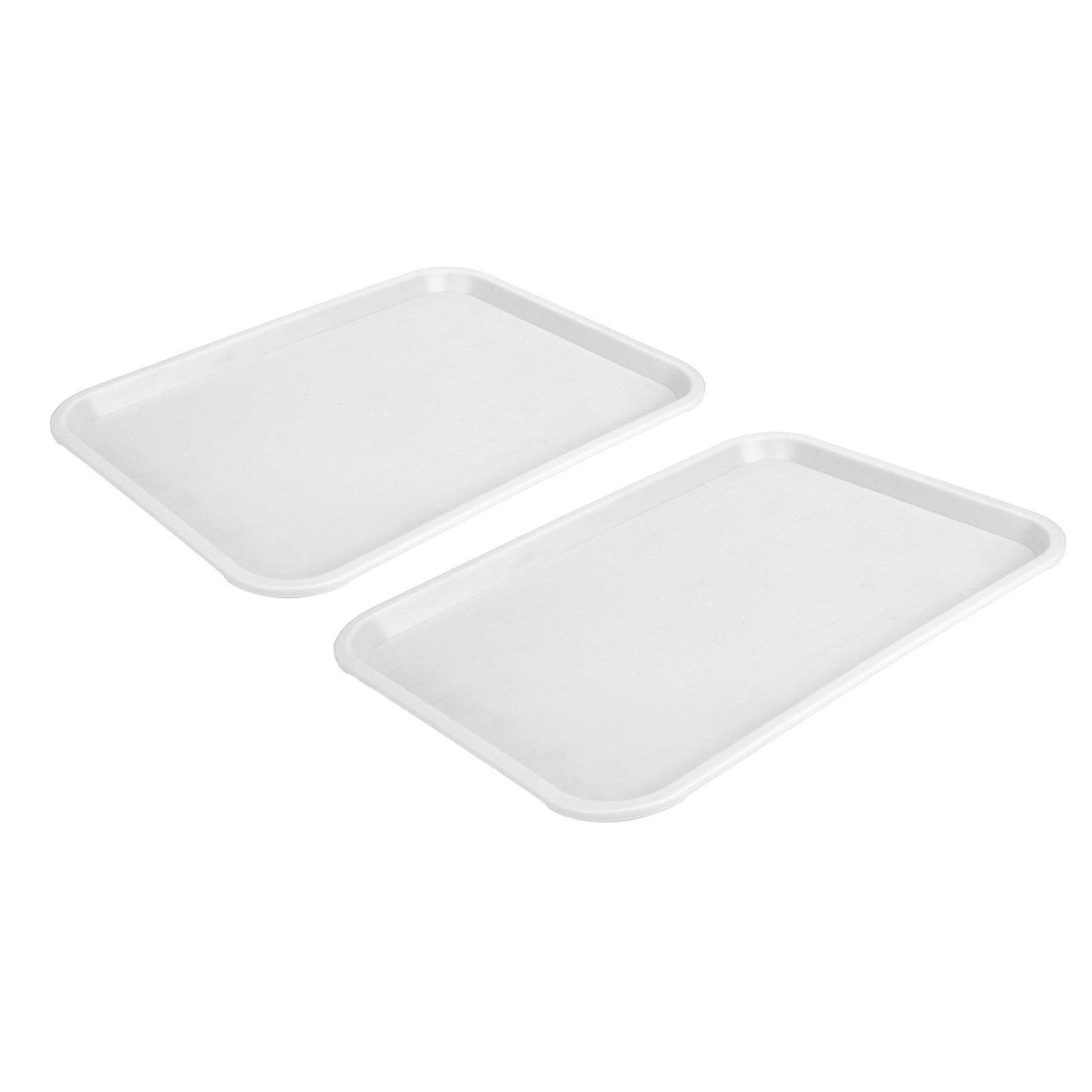 2pcs Food Tray Multifunctional Thickened Slip Resistance Chinese Fast Food Serving Tray for Dining Hall RestaurantsWhite
