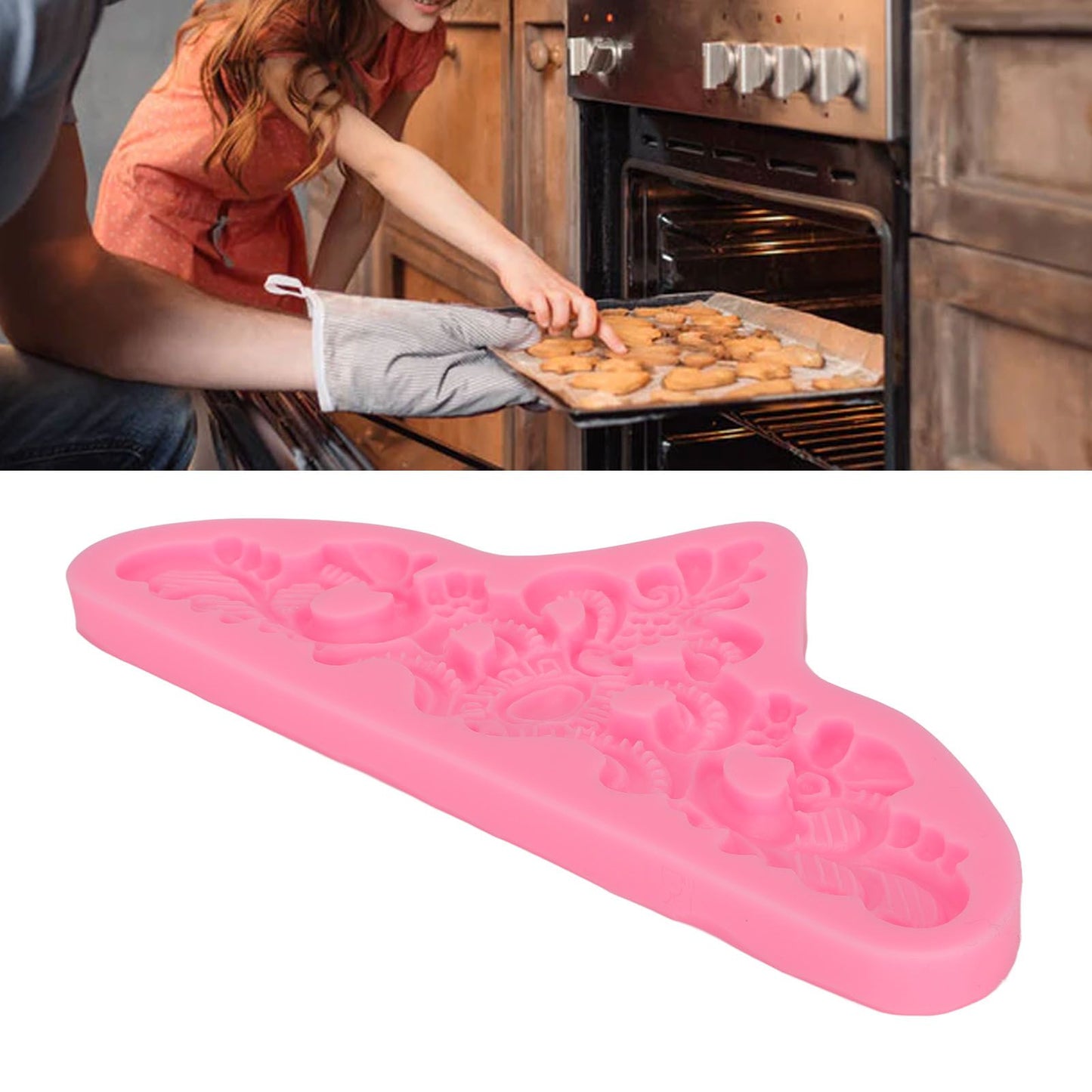 Embossed Pattern Silicone Molds Easy Demoulding Heat Resistant Flexible Odorless Scroll Border Lace Molds for DIY Cakes